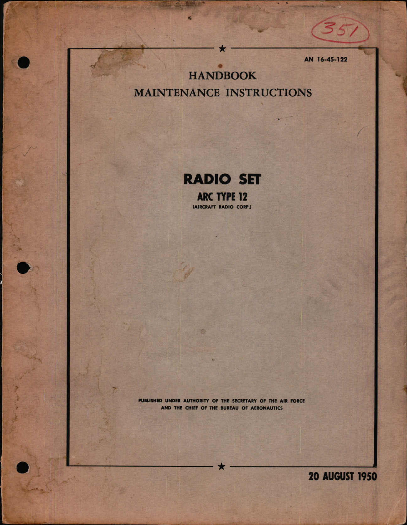 Sample page 1 from AirCorps Library document: Maintenance Instructions for Radio Set ARC Type 12