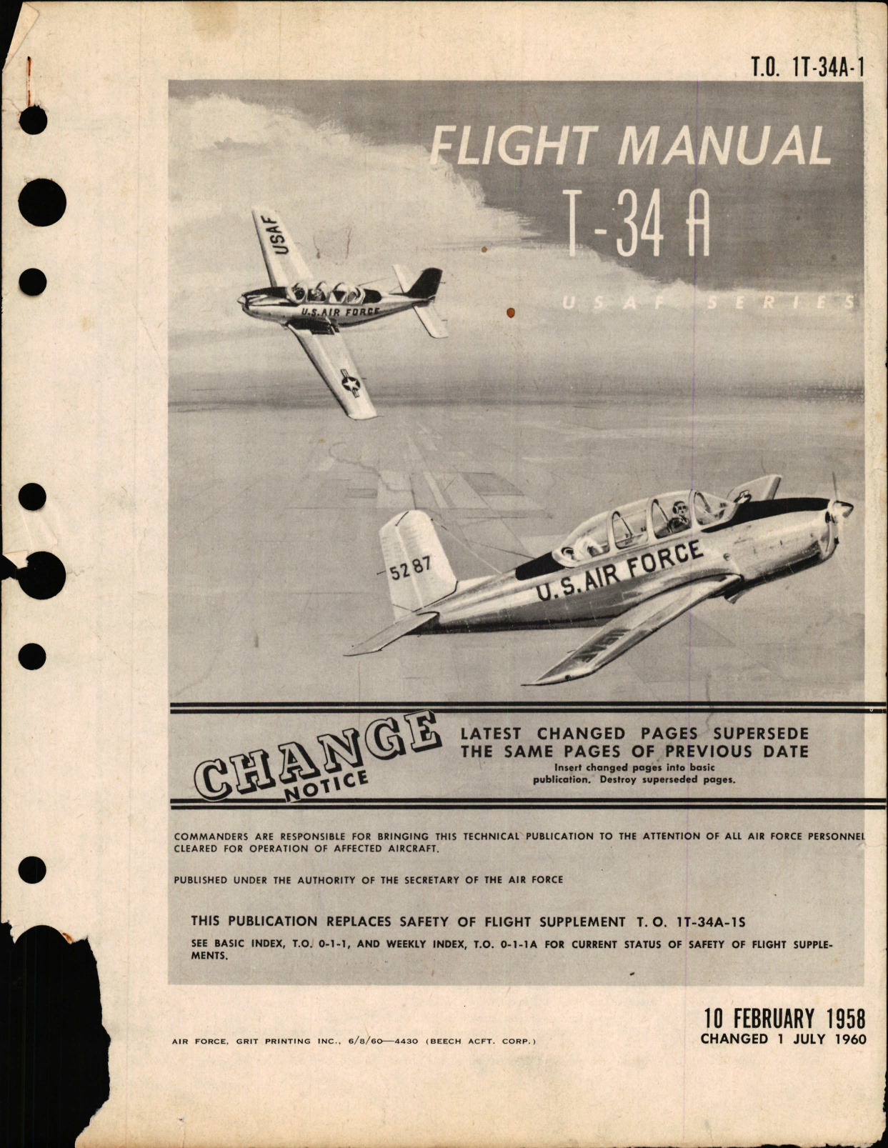 Sample page 1 from AirCorps Library document: Flight Manual for T-34A