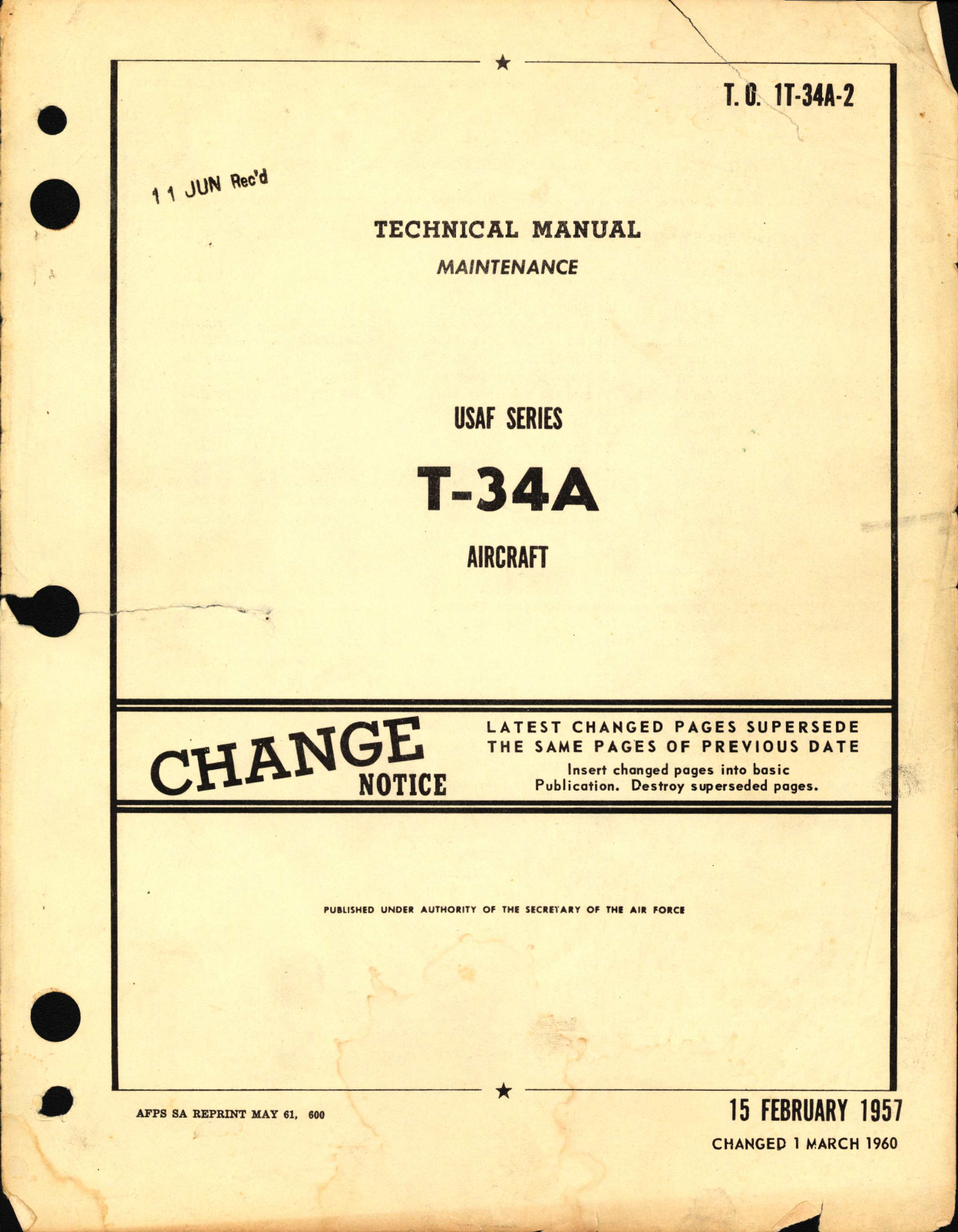 Sample page 1 from AirCorps Library document: Maintenance Manual for T-34A