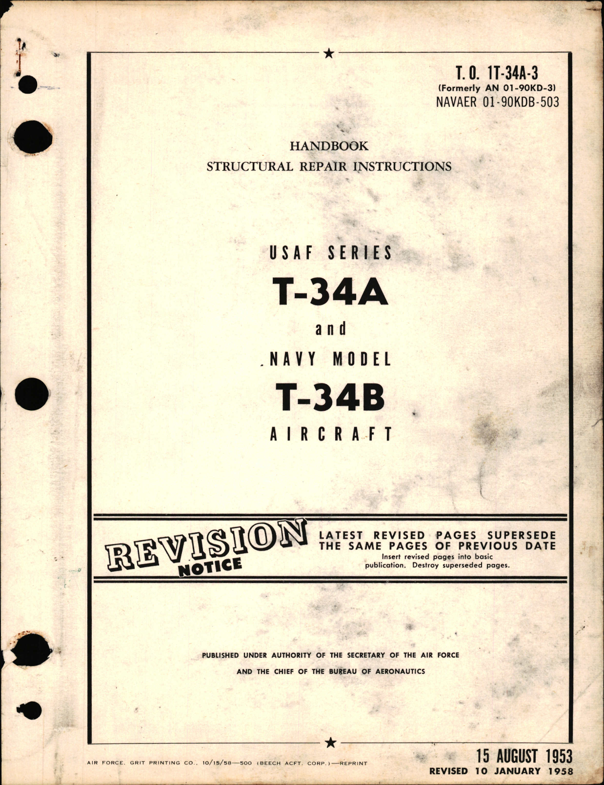 Sample page 1 from AirCorps Library document: Structural Repair Instructions for T-34A and T-34B