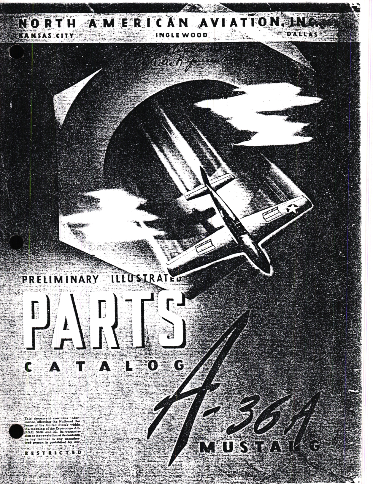 Sample page 1 from AirCorps Library document: Preliminary Illustrated Parts Catalog for A-36A-I-NA Light Bombardment Airplanes