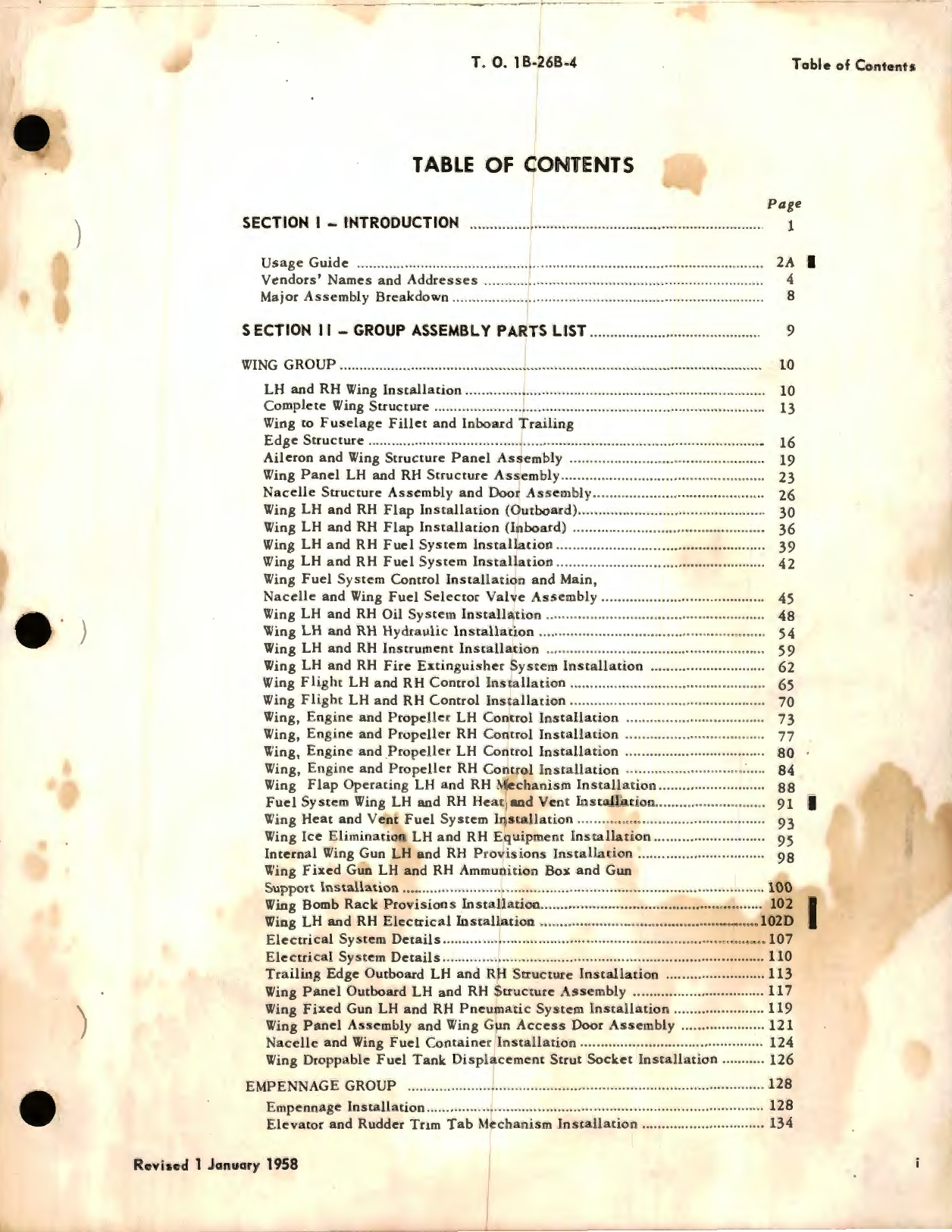 Sample page 5 from AirCorps Library document: Illustrated Parts Breakdown for USAF Model B-26B, B-26C, TB-26B, TB-26C and RB-26C Navy Model JD-1 Aircraft