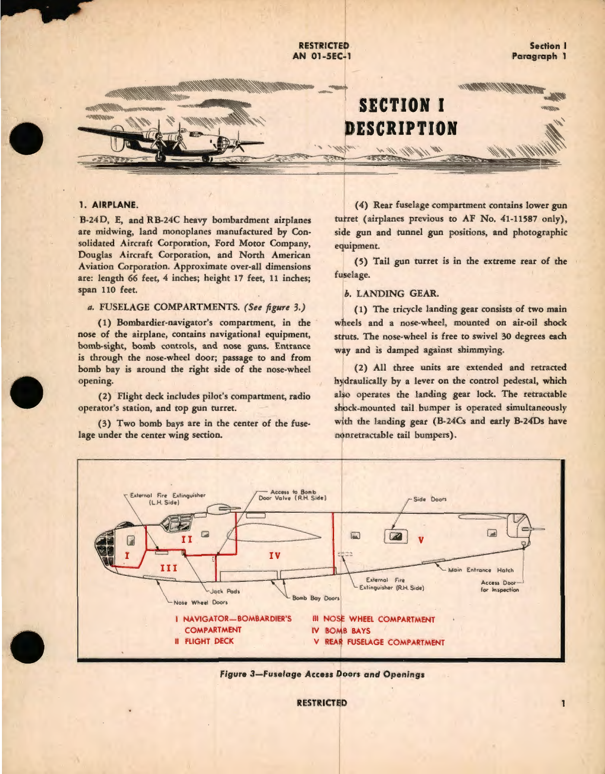 Sample page 5 from AirCorps Library document: Pilot's Flight Operating Instructions for Army Models B-24D, RB-24C and RB-24E Navy Model PB-4-1 British Models Liberator BIII, BIIIA, BIV, and GRV Airplanes