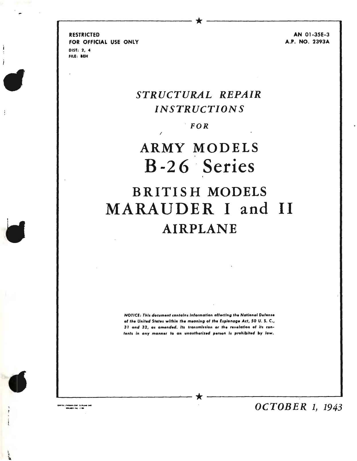 Sample page 7 from AirCorps Library document: Structural Repair Instructions for Army Model B-26 Series British Models Marauder I, II and III Navy Model JM-1 Airplanes