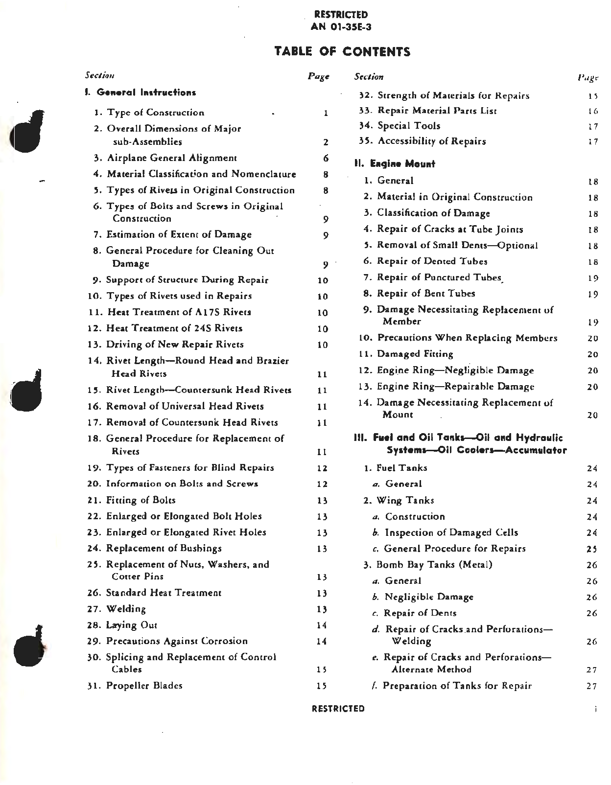 Sample page 9 from AirCorps Library document: Structural Repair Instructions for Army Model B-26 Series British Models Marauder I, II and III Navy Model JM-1 Airplanes