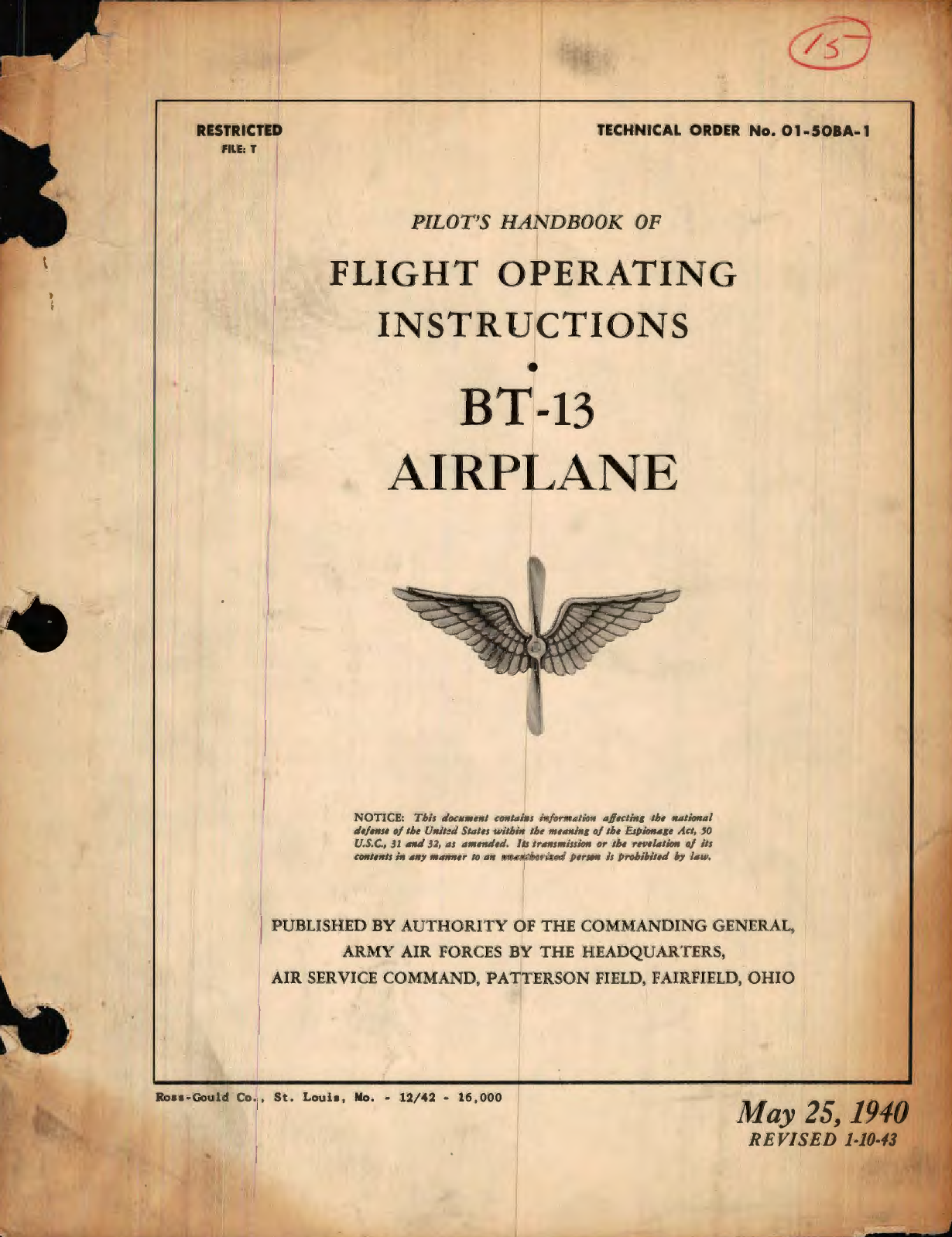 Sample page 1 from AirCorps Library document: Pilot's Handbook of Flight Operating Instructions for BT-13 Airplane