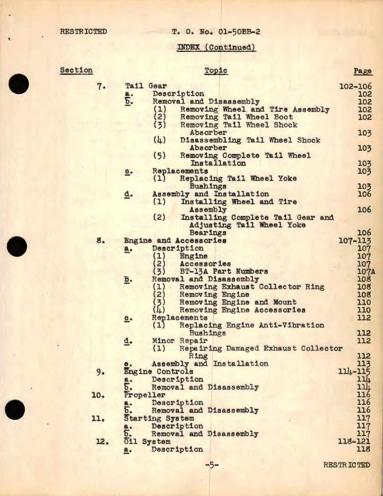 Sample page 9 from AirCorps Library document: Service Instructions for BT-13A and BT-15 Airplanes