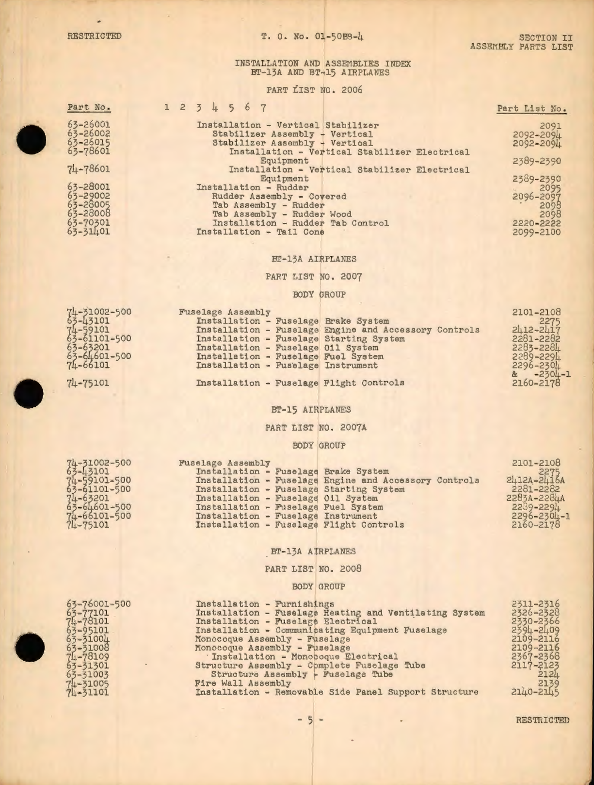 Sample page 9 from AirCorps Library document: Parts Catalog for BT-13A and BT-15