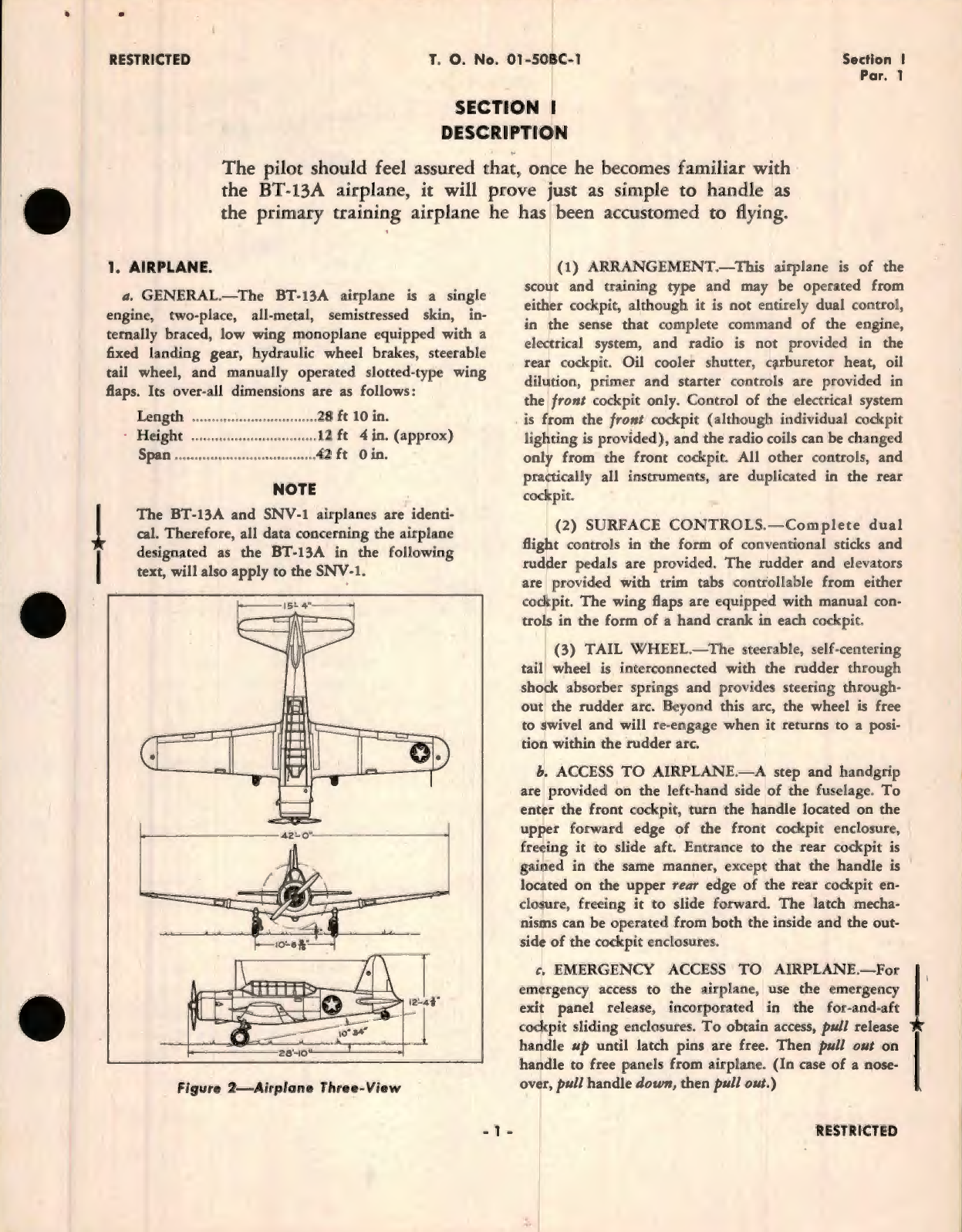 Sample page 5 from AirCorps Library document: Pilot's Flight Operating Instructions for Army Model BT-13A Airplanes Navy Model SNV- 1 Airplanes