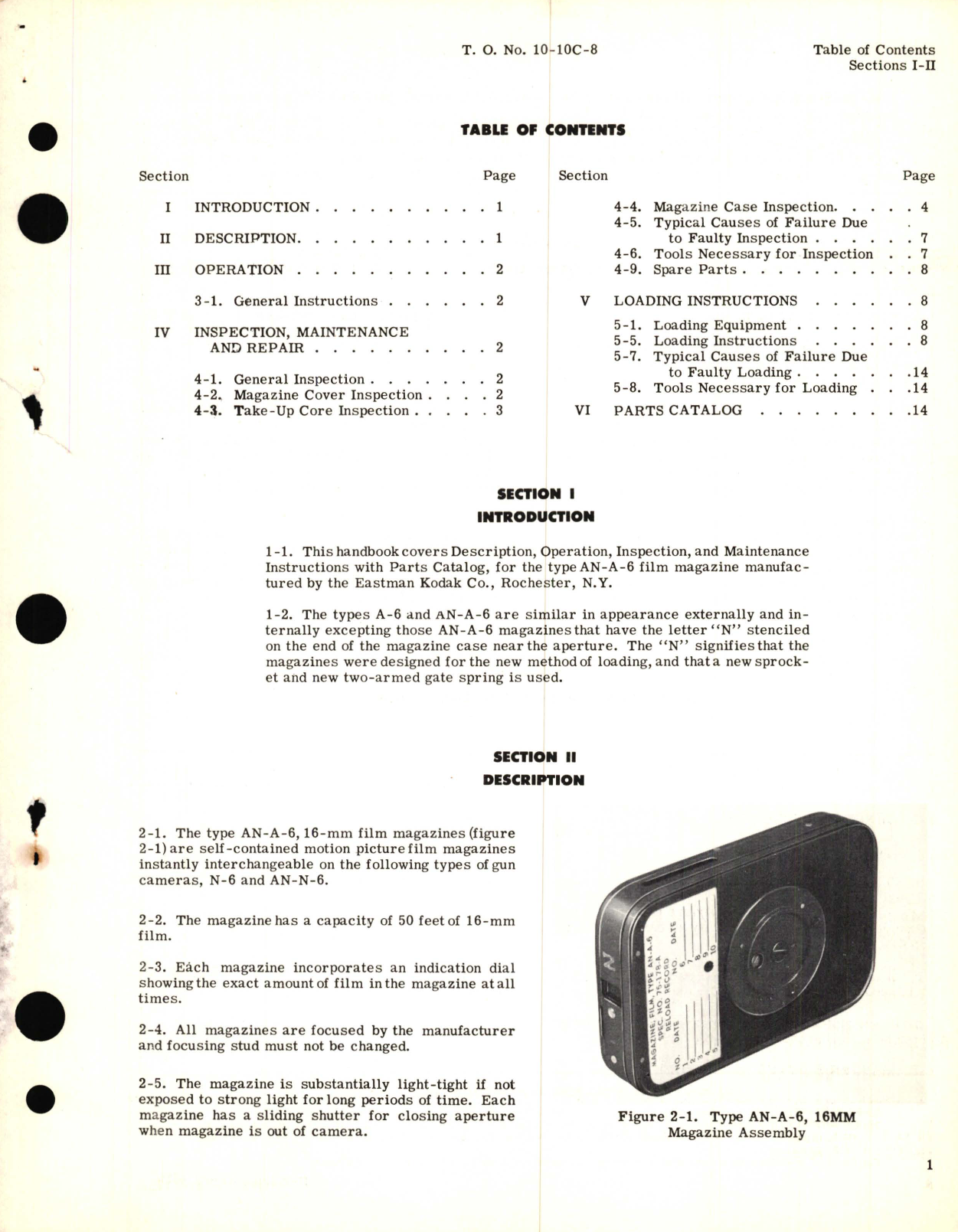 Sample page 3 from AirCorps Library document: Operation, Service, and Overhaul Instructions with Parts Catalog for Film Magazine Type AN-A-6 (Used with Types N-6 and AN-N-6 Gun Cameras)