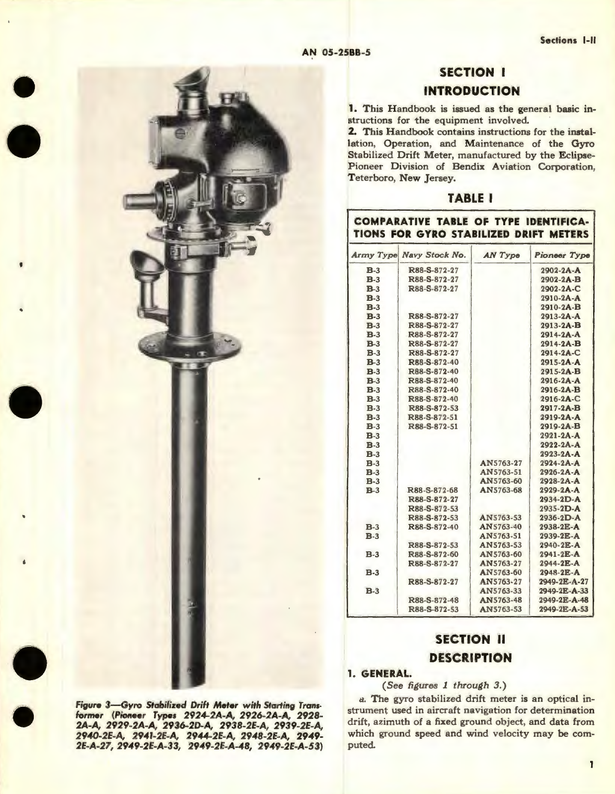 Sample page 5 from AirCorps Library document: Operation and Service Instructions for Type B-3 Drift Meter Navy Stock Nos. R88-S-872-27, -40, -48, -51, -53, -60, -68 