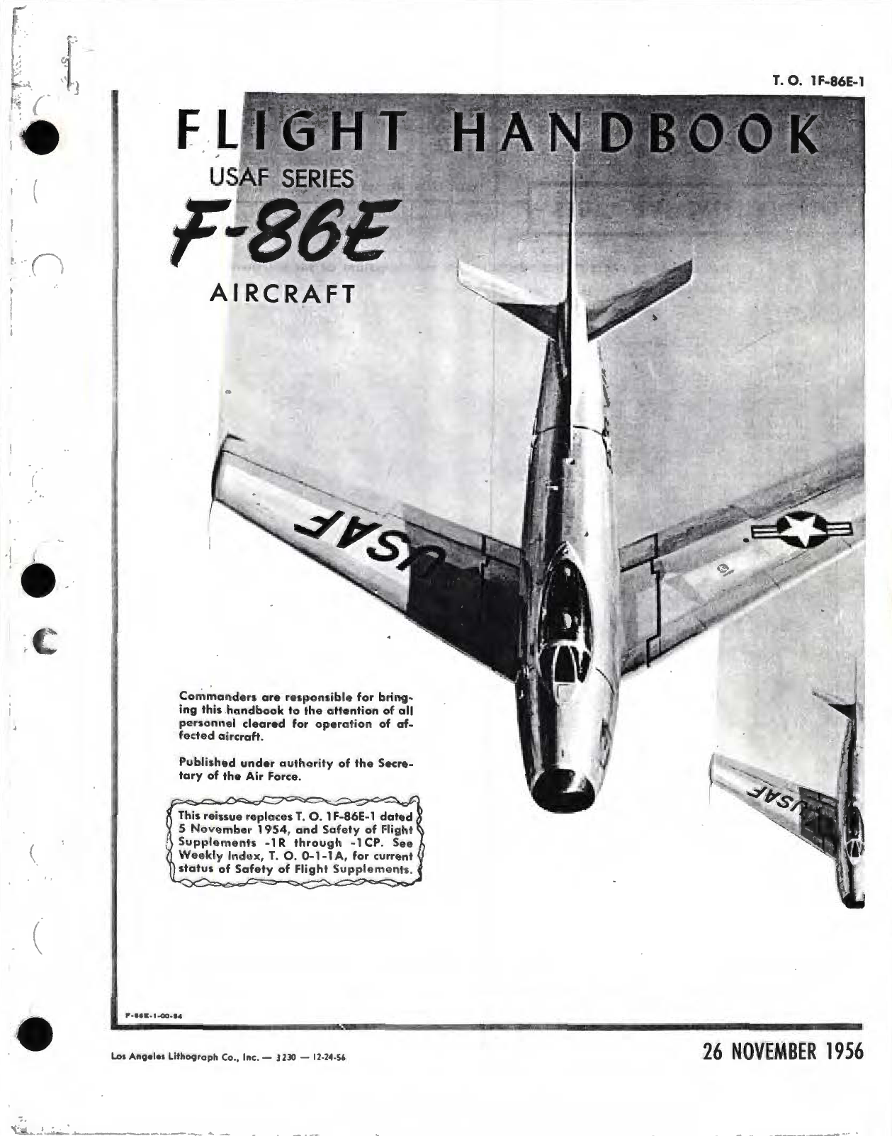 Sample page 1 from AirCorps Library document: Flight handbook for USAF Series F-86E Aircraft