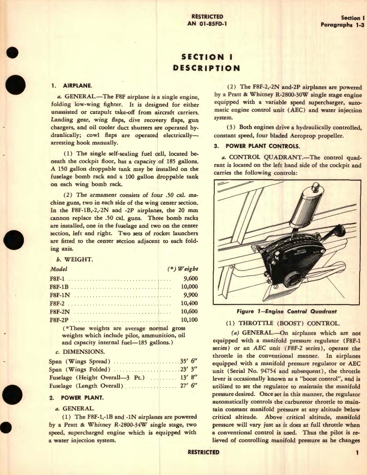 Sample page 9 from AirCorps Library document: Pilot's Handbook for Navy Models FSF-1,  FSF-1B,  F8F-1N, FSF-2, F8F-2N,  F8F-2P Aircraft