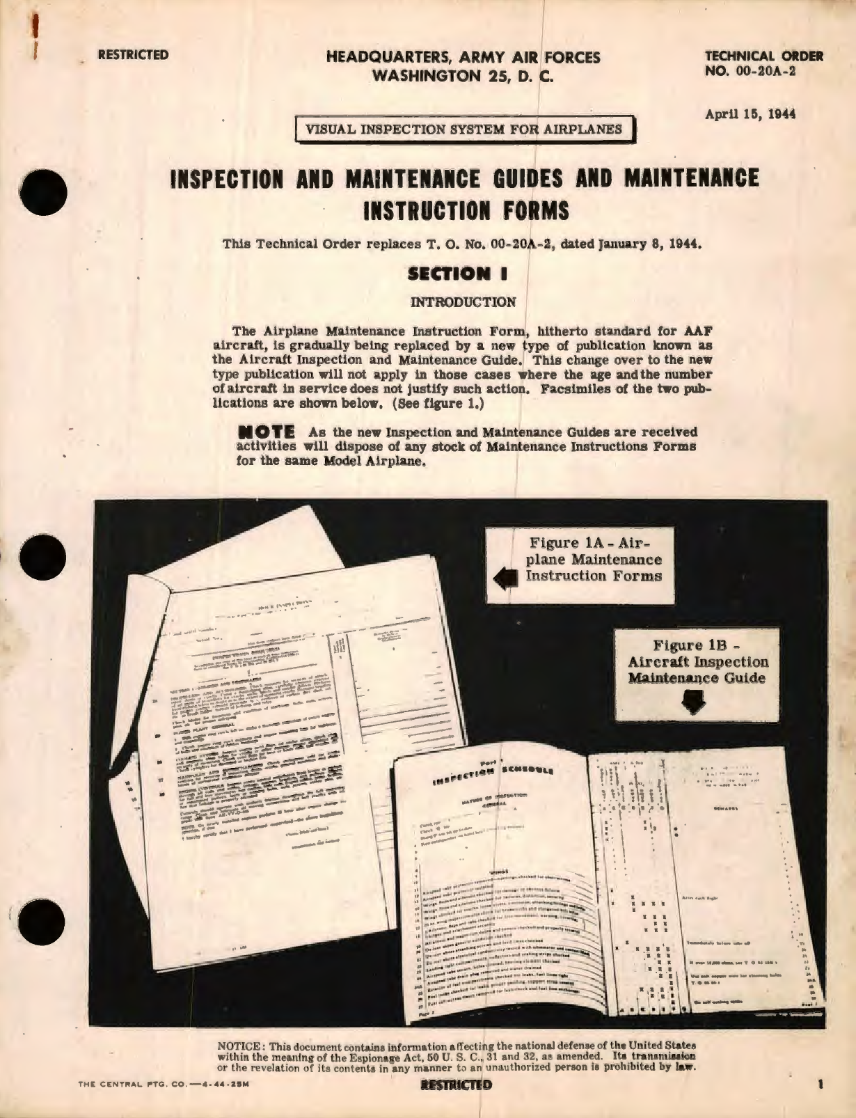 Sample page 1 from AirCorps Library document: Inspection and Maintenance Guides and Maintenance Instruction Forms