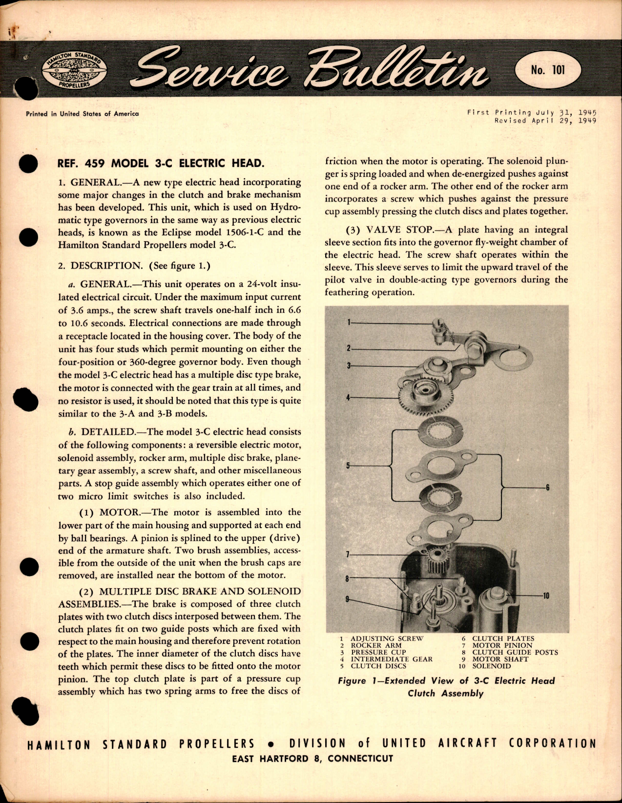 Sample page 1 from AirCorps Library document: Model 3-C Electric Head, Ref 459