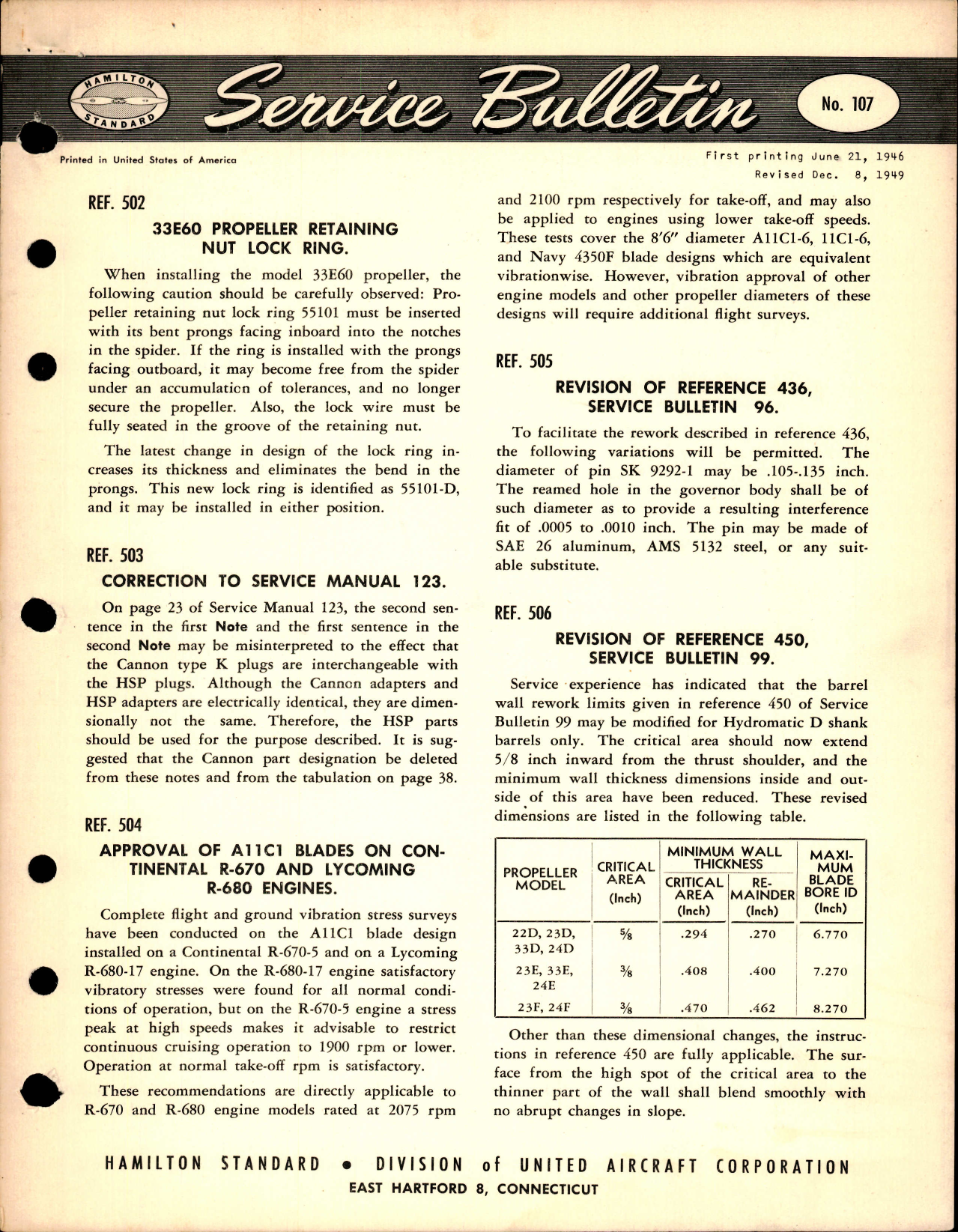 Sample page 1 from AirCorps Library document: 33E60 Propeller Retaining Nut Lock Ring, Ref 502