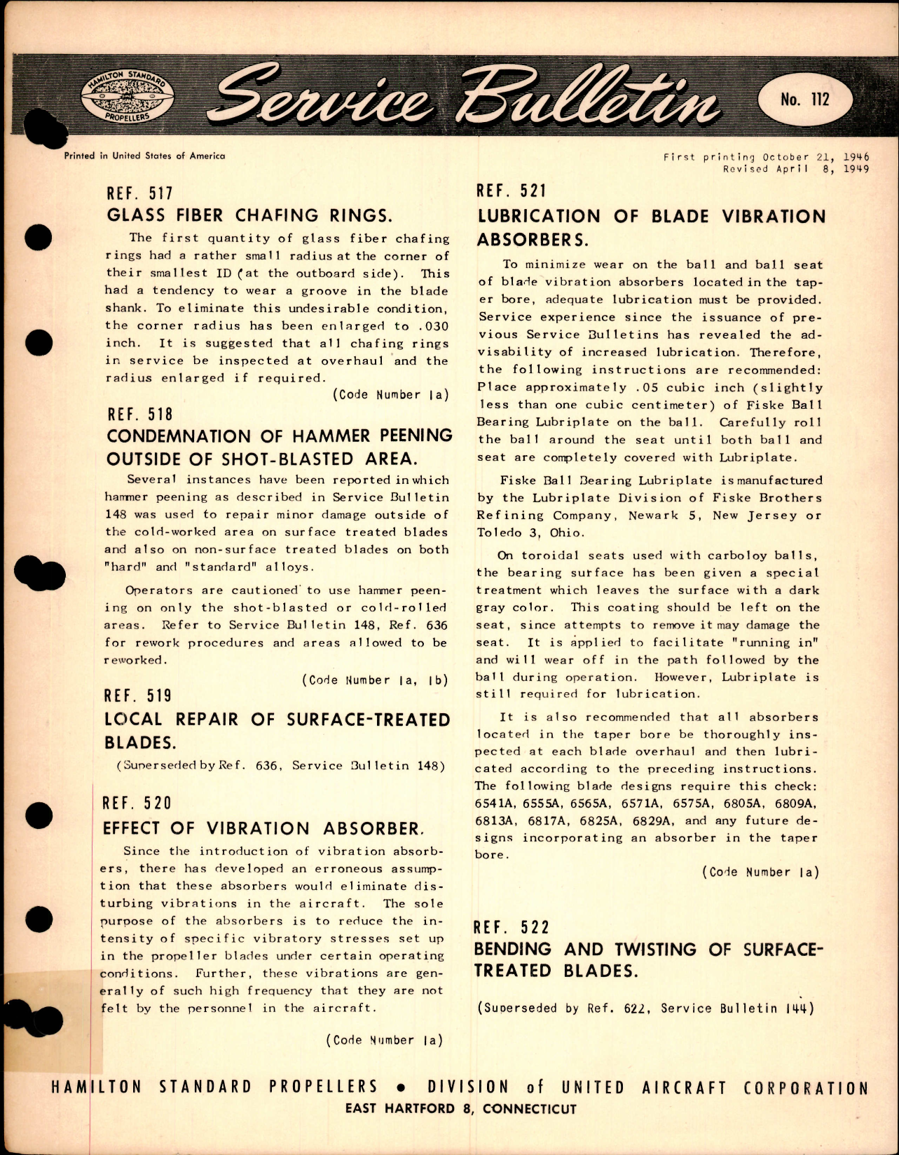 Sample page 1 from AirCorps Library document: Glass Fiber Chafing Rings, Ref 517