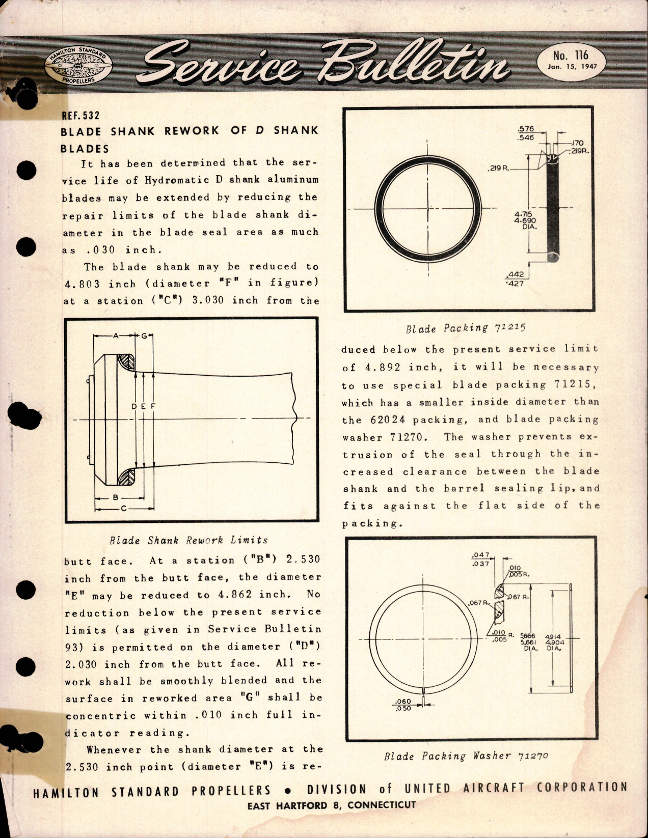 Sample page 1 from AirCorps Library document: Blade Shank Rework of D Shank Blades, Ref 532