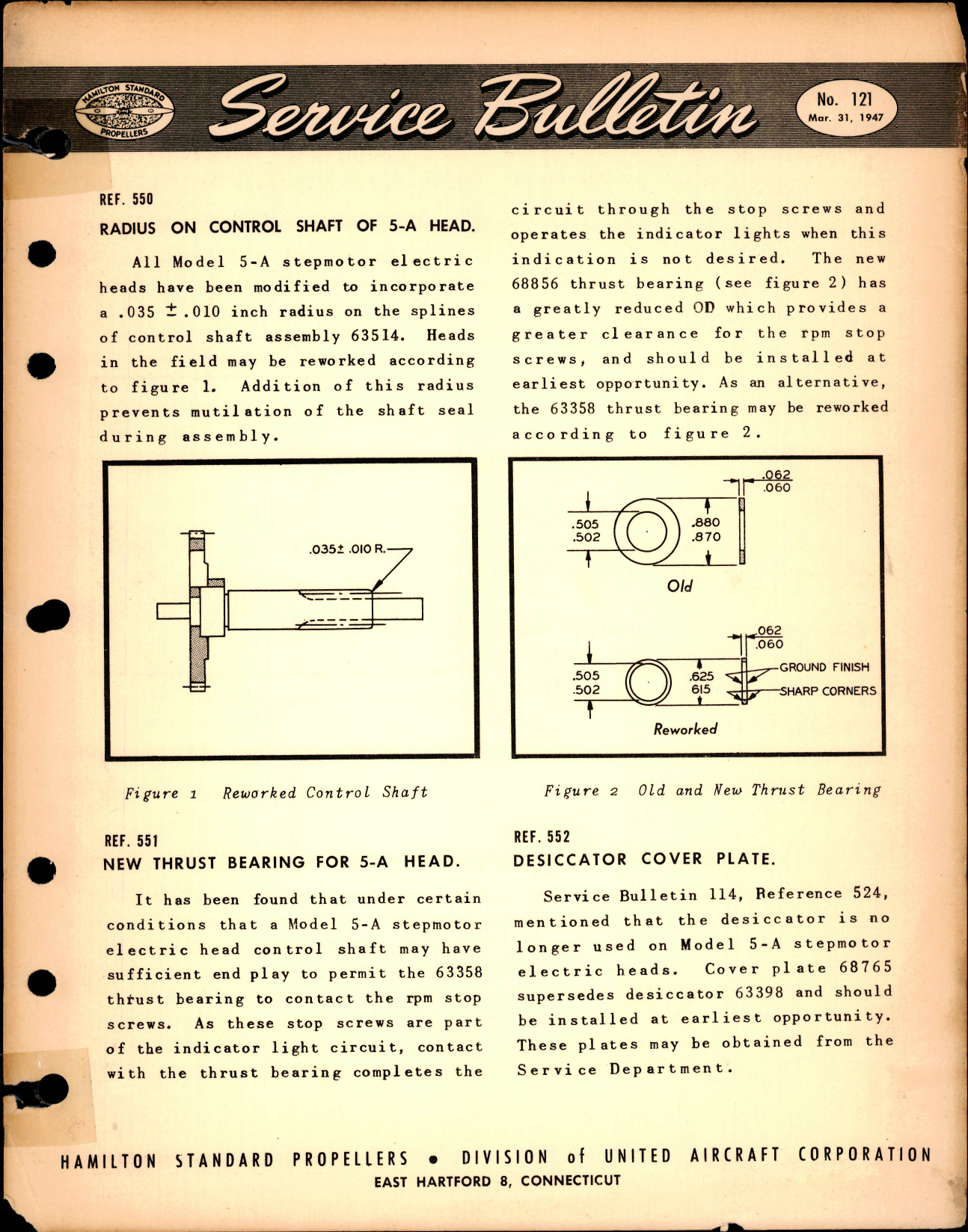 Sample page 1 from AirCorps Library document: Radius on Control Shaft of 5-A Head, Ref 550
