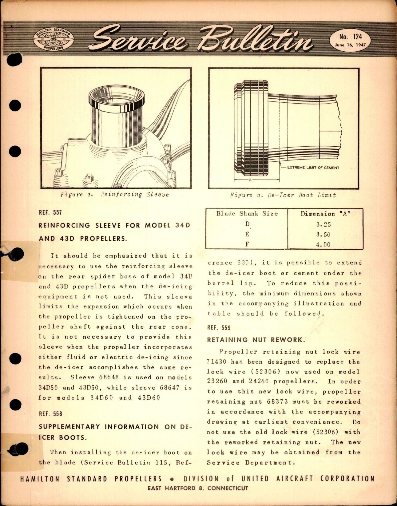 Sample page 1 from AirCorps Library document: Reinforcing Sleeve for Model 34D and 43D Propellers, Ref 557