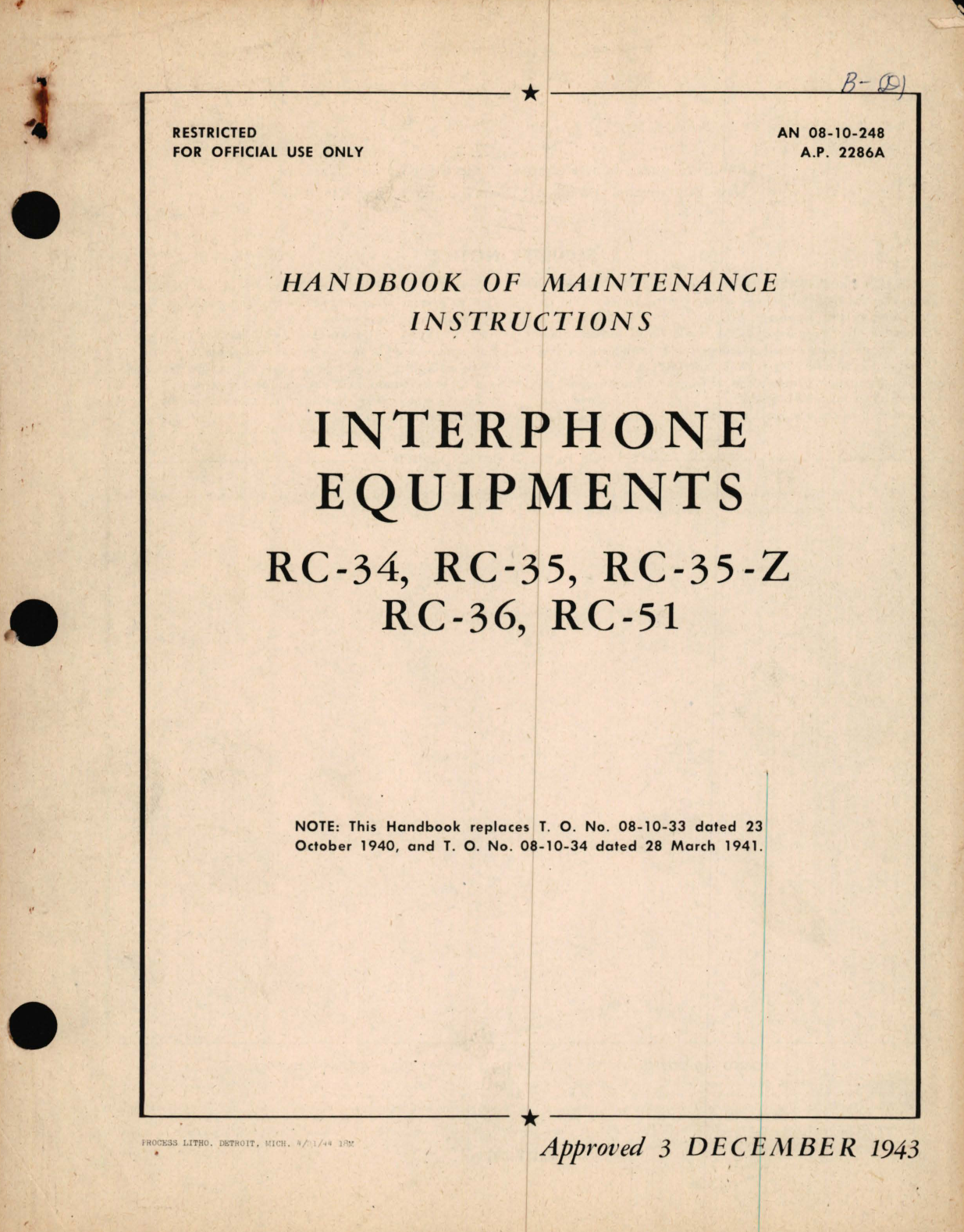 Sample page 1 from AirCorps Library document: Maintenance Instructions for Interphone Equipments RC-34, RC-35, RC-35-Z, RC-36, RC-51