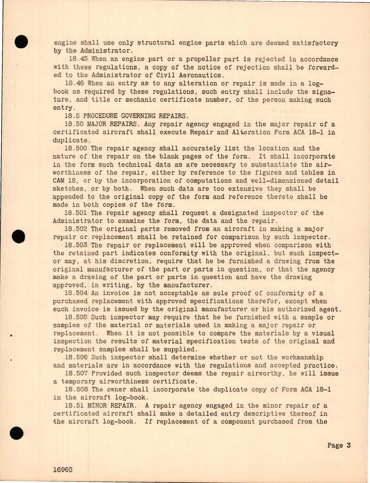 Sample page 5 from AirCorps Library document: Civil Air Regulations - Repair and Alteration of Aircraft