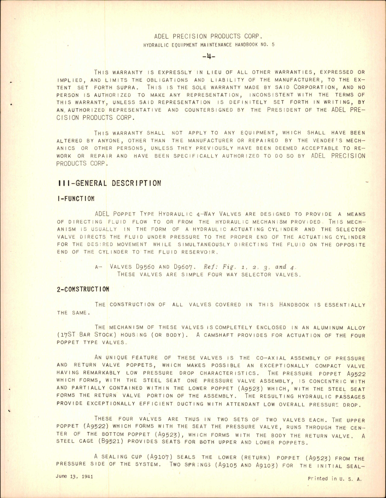 Sample page 9 from AirCorps Library document: Instructions with Parts Catalog for Steel Seat Selector Valves - Aircraft Hydraulic Equipment