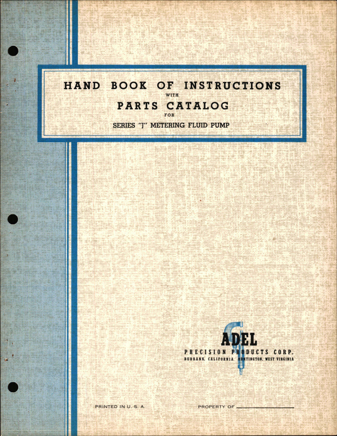 Sample page 1 from AirCorps Library document: Instructions with Parts Catalog for Metering Fluid Pump - Series J 