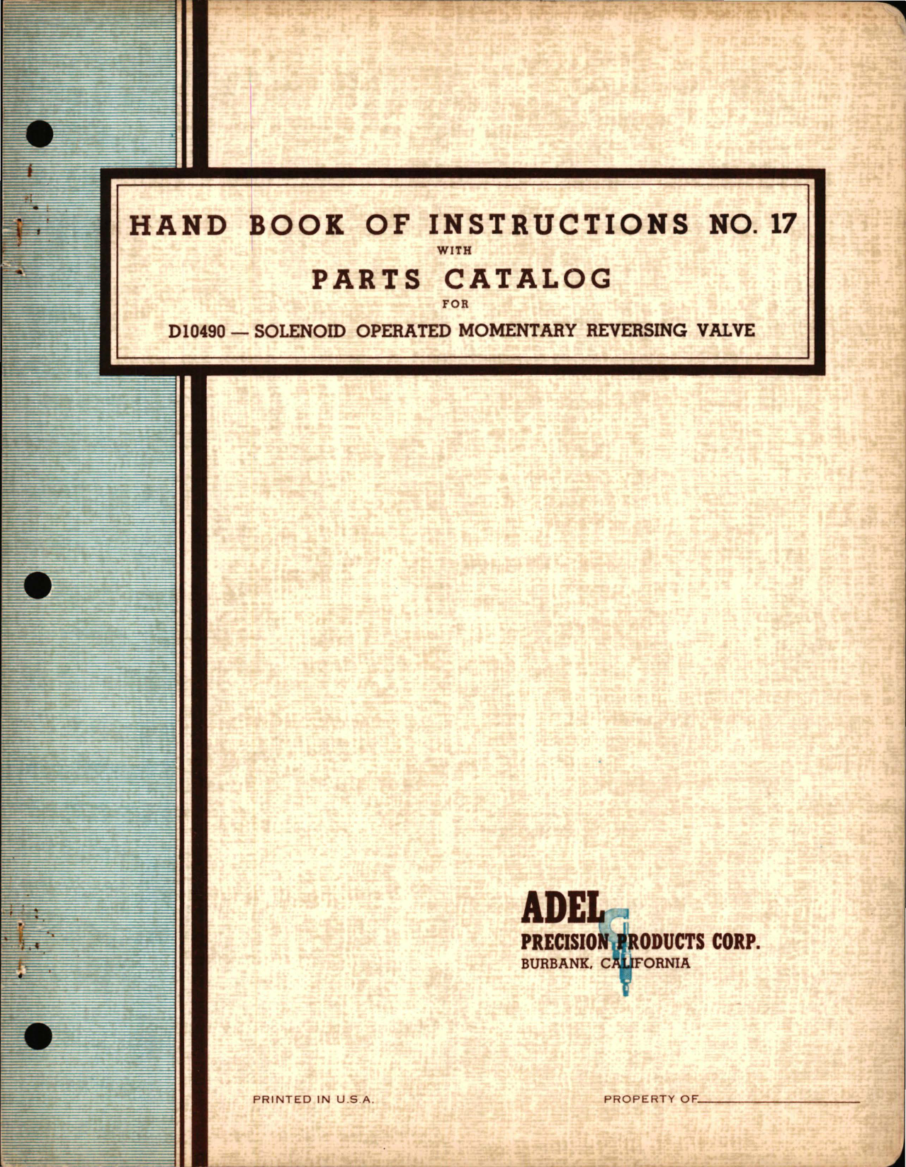 Sample page 1 from AirCorps Library document: Instructions with Parts for Solenoid Operated Momentary Reversing Valve - D10490 