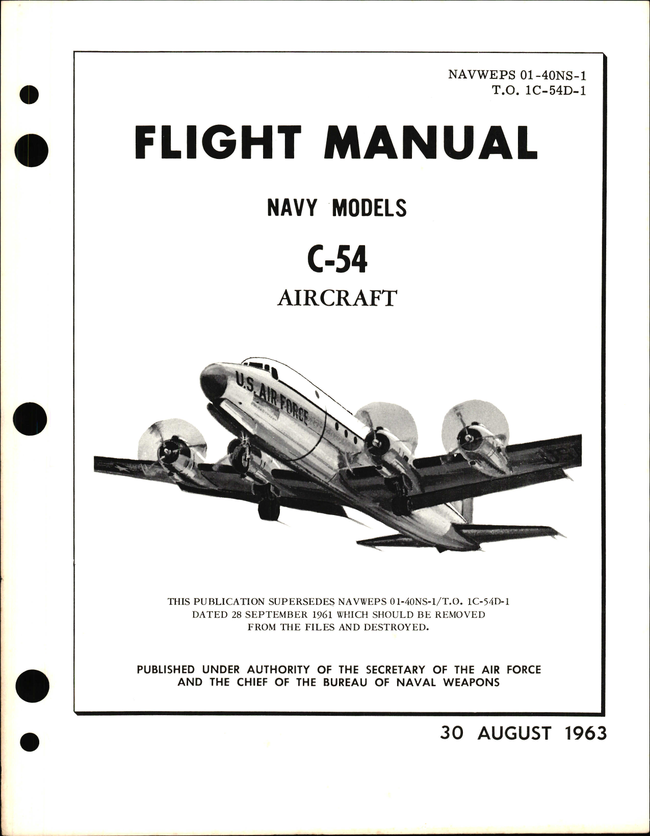 Sample page 1 from AirCorps Library document: Flight Manual for C-54