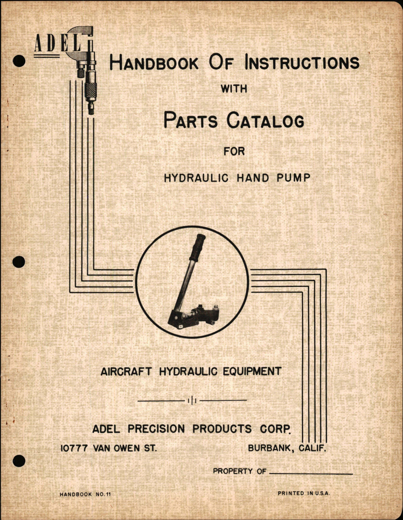 Sample page 1 from AirCorps Library document: Instructions with Parts Catalog for Hydraulic Hand Pump 
