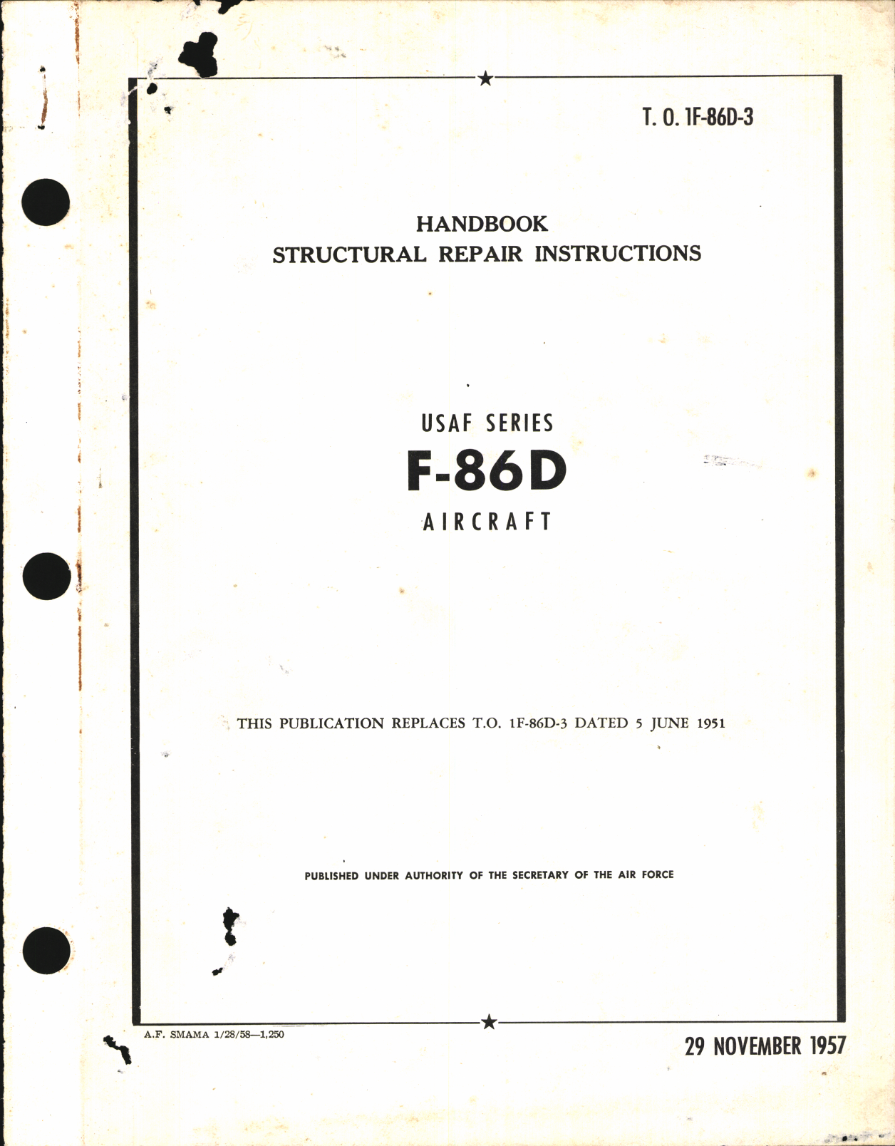 Sample page 1 from AirCorps Library document: Structural Repair Instruction for F-86D Aircraft