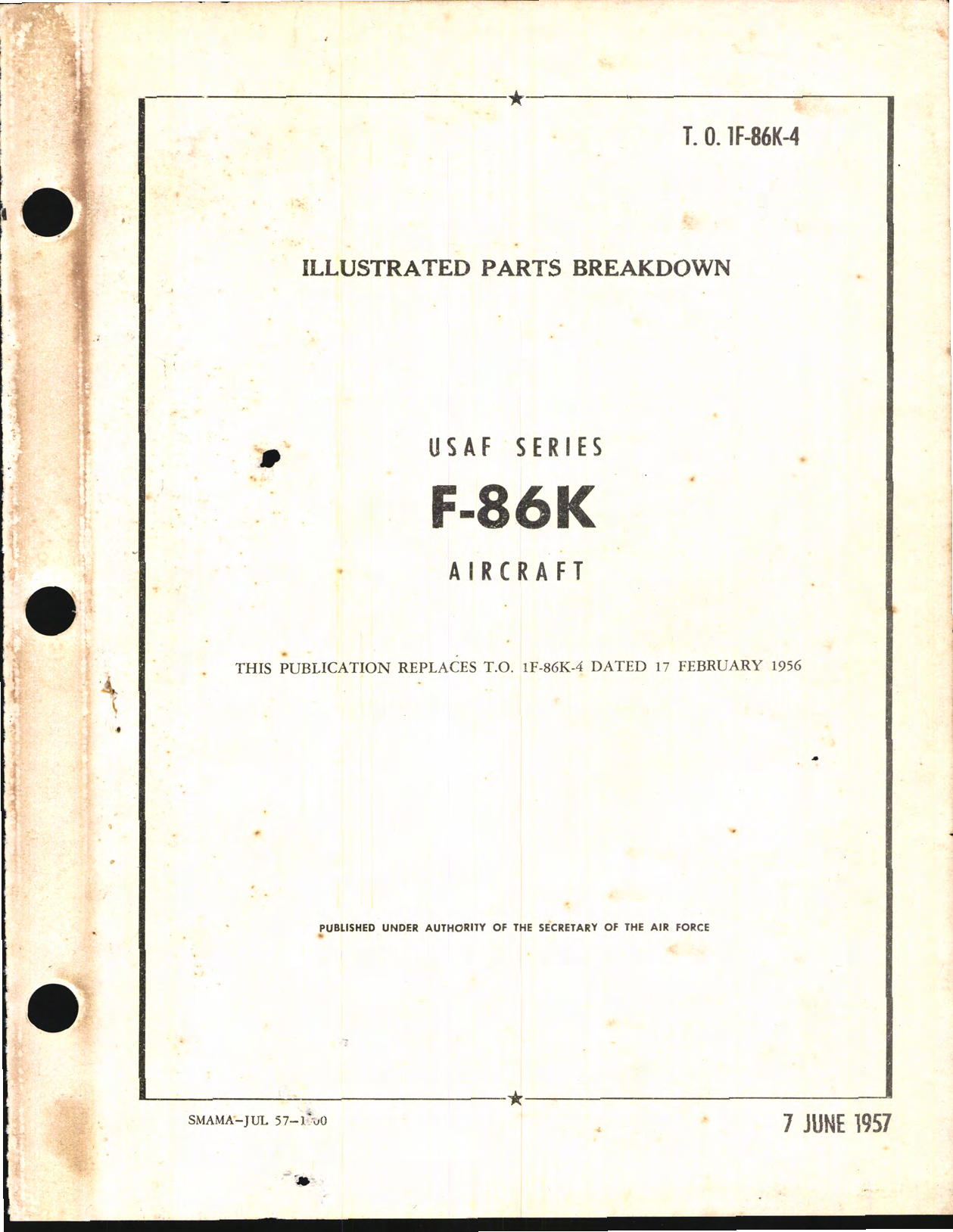 Sample page 1 from AirCorps Library document: Illustrated Parts Breakdown for F-86K Aircraft