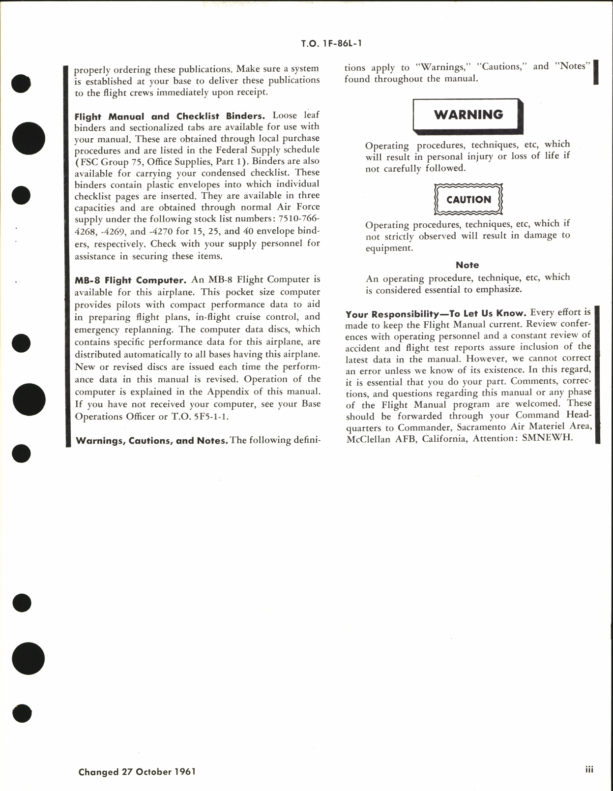 Sample page 7 from AirCorps Library document: Flight Manual for F-86L Aircraft