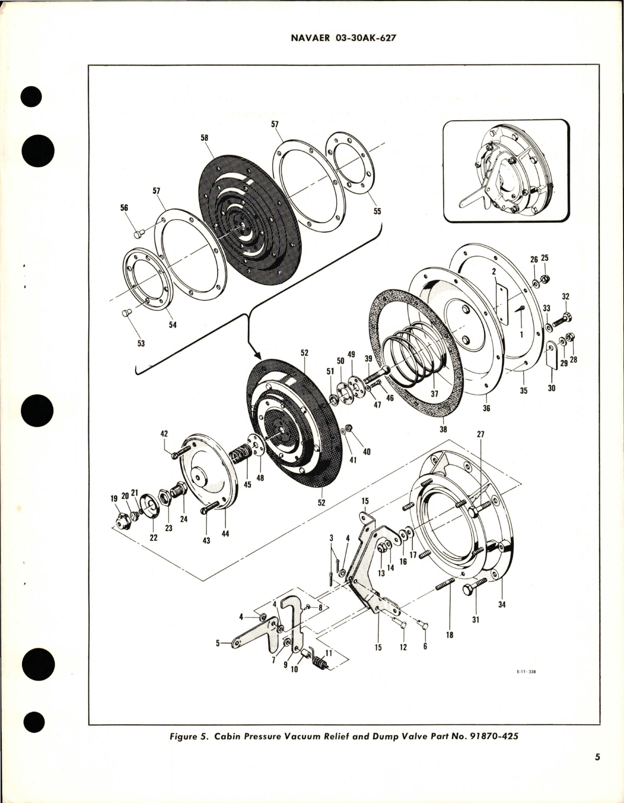 Sample page 5 from AirCorps Library document: Overhaul Instructions with Parts Breakdown for Cabin Pressure Vacuum Relief and Dump Valve - Part 91870-425 - Model CSV3-1-1