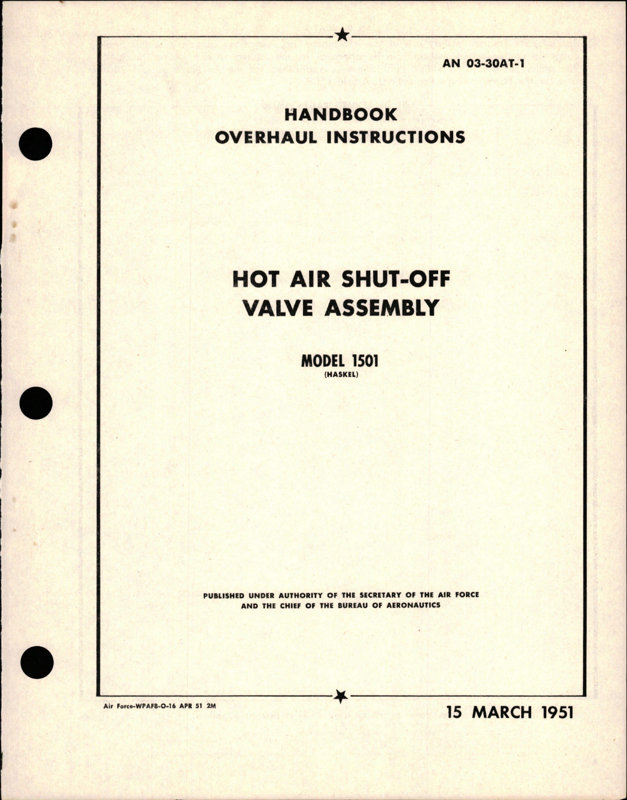 Sample page 1 from AirCorps Library document: Overhaul Instructions for Hot Air Shut-Off Valve Assembly - Model 1501