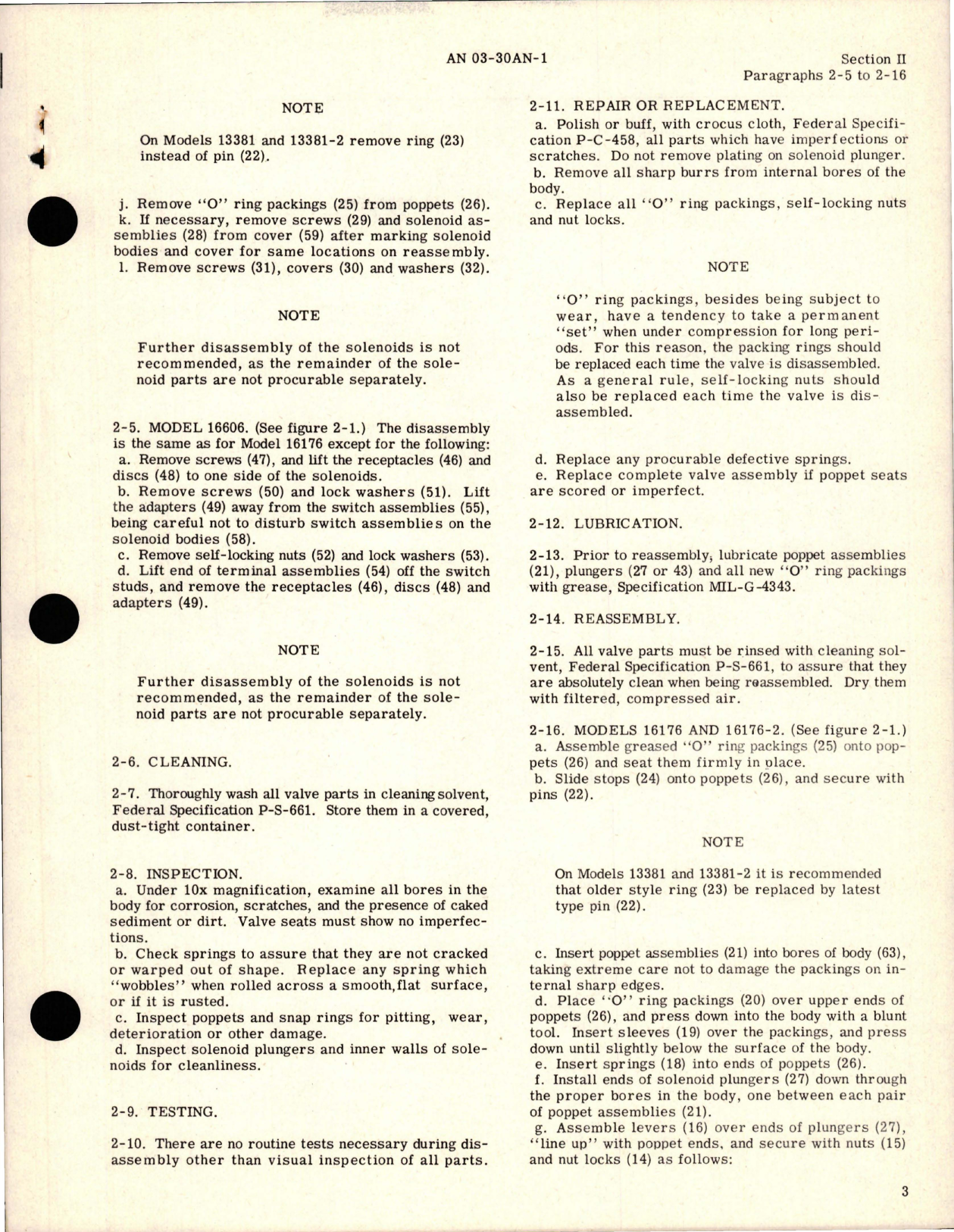 Sample page 5 from AirCorps Library document: Overhaul Instructions for Solenoid Operated 4-Way Pneumatic Valve - Models 13381, 13381-2, 16176, 16176-2, 16606 
