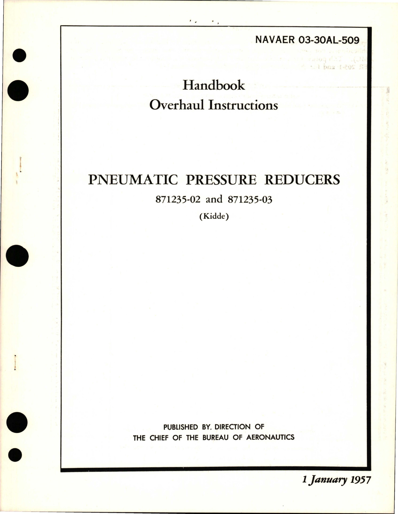 Sample page 1 from AirCorps Library document: Overhaul Instructions for Pneumatic Pressure Reducers - 871235-02 and 871235-03 