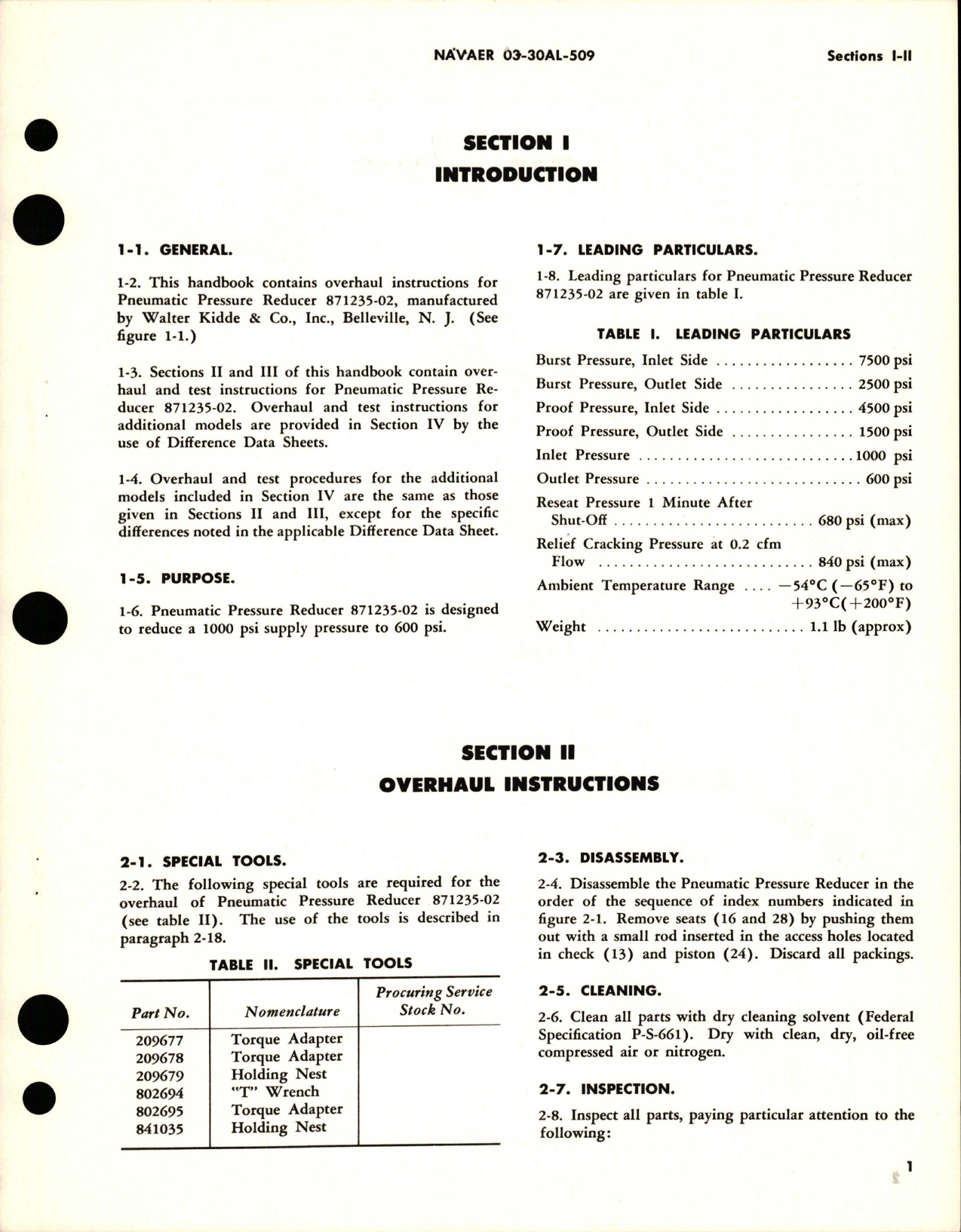 Sample page 5 from AirCorps Library document: Overhaul Instructions for Pneumatic Pressure Reducers - 871235-02 and 871235-03 