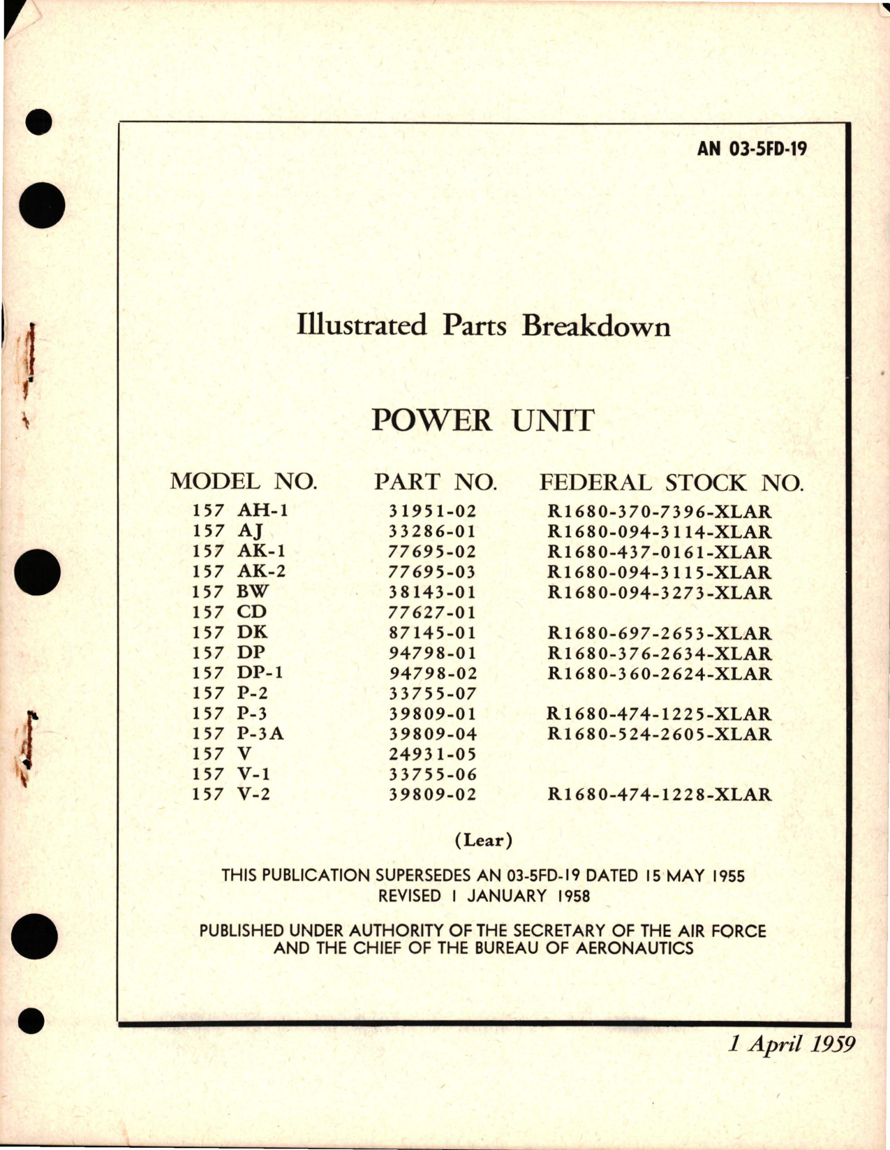Sample page 1 from AirCorps Library document: Illustrated Parts Breakdown for Power Unit 