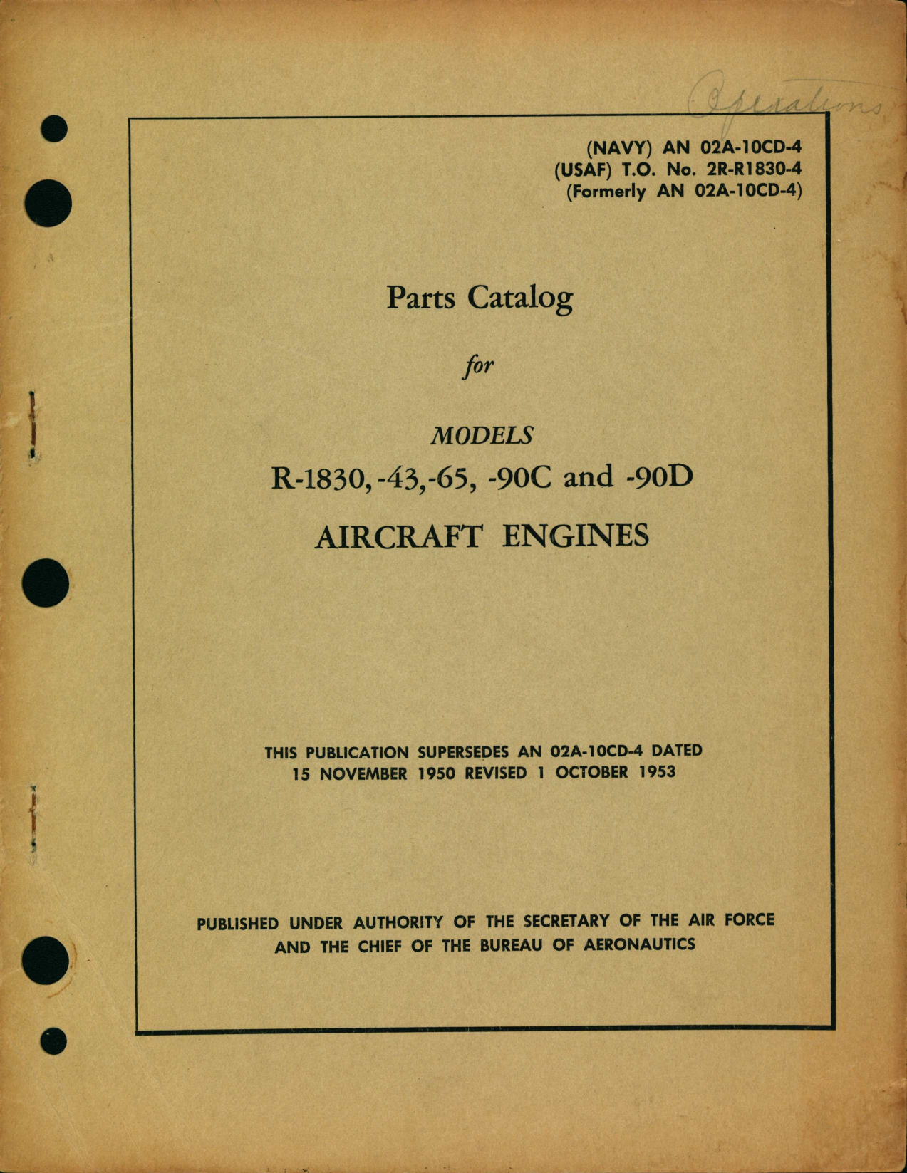 Sample page 1 from AirCorps Library document: Parts Catalog for Models R-1830, -43, -65, -90C and -90D Engines