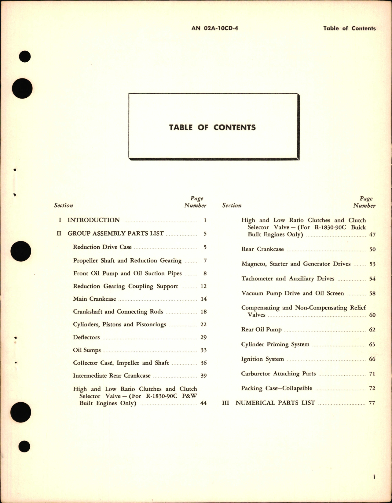 Sample page 5 from AirCorps Library document: Parts Catalog for Models R-1830, -43, -65, -90C and -90D Engines