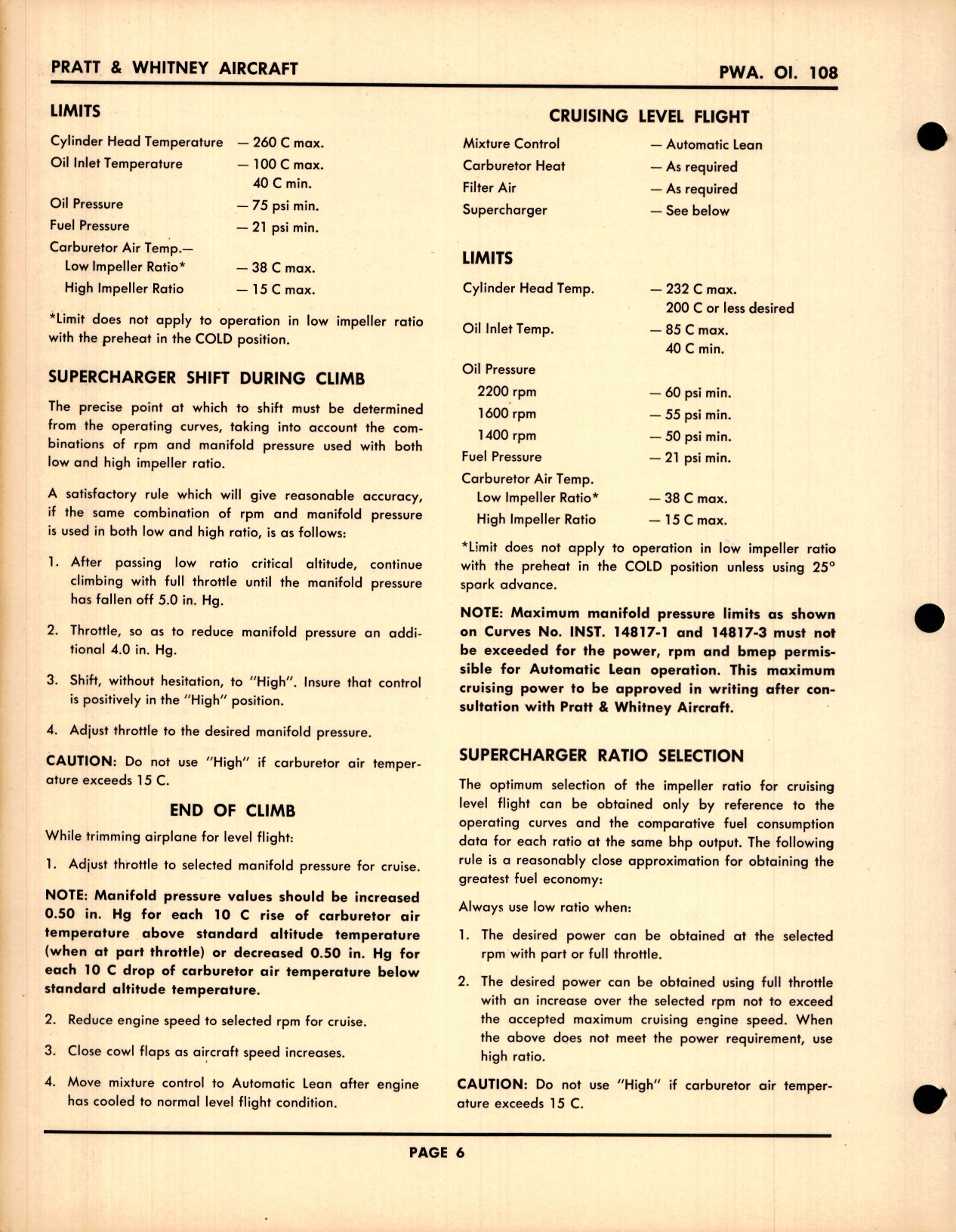 Sample page 6 from AirCorps Library document: Specific Operating Instructions for Double Wasp CB16