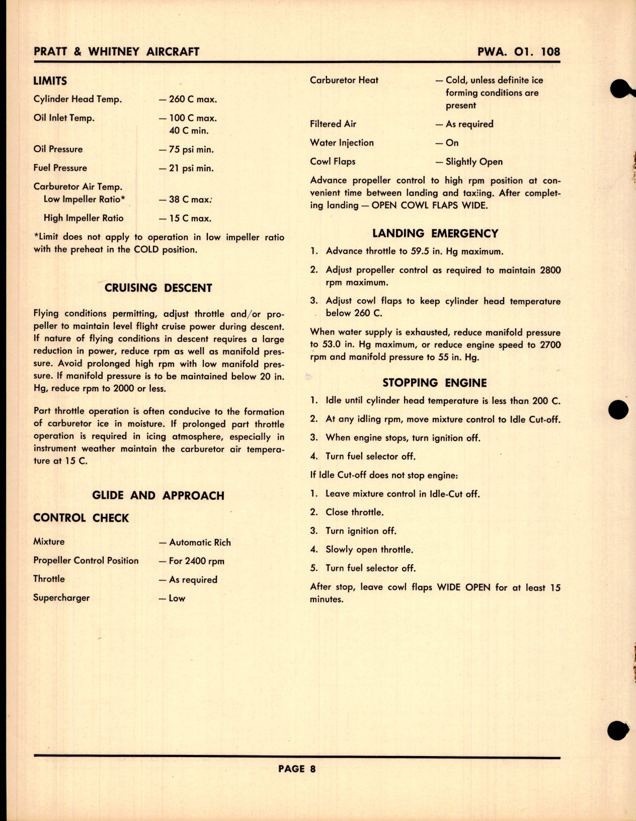 Sample page 8 from AirCorps Library document: Specific Operating Instructions for Double Wasp CB16