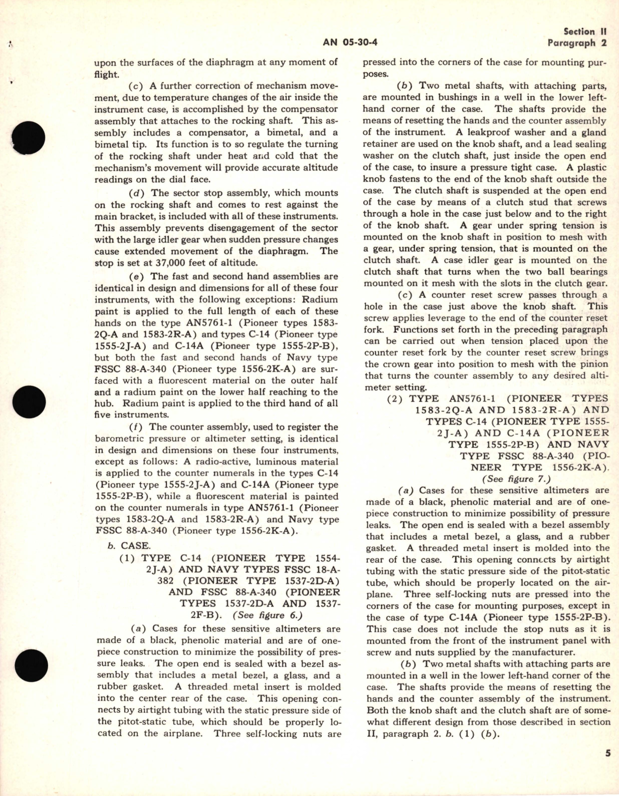 Sample page 9 from AirCorps Library document: Operation, Service and Overhaul Instructions with Parts Catalog for Sensitive Altimeter Army Types C-14, C-14A, AN5761-1 Navy Models FSSC 18-A-382, 88-A-340