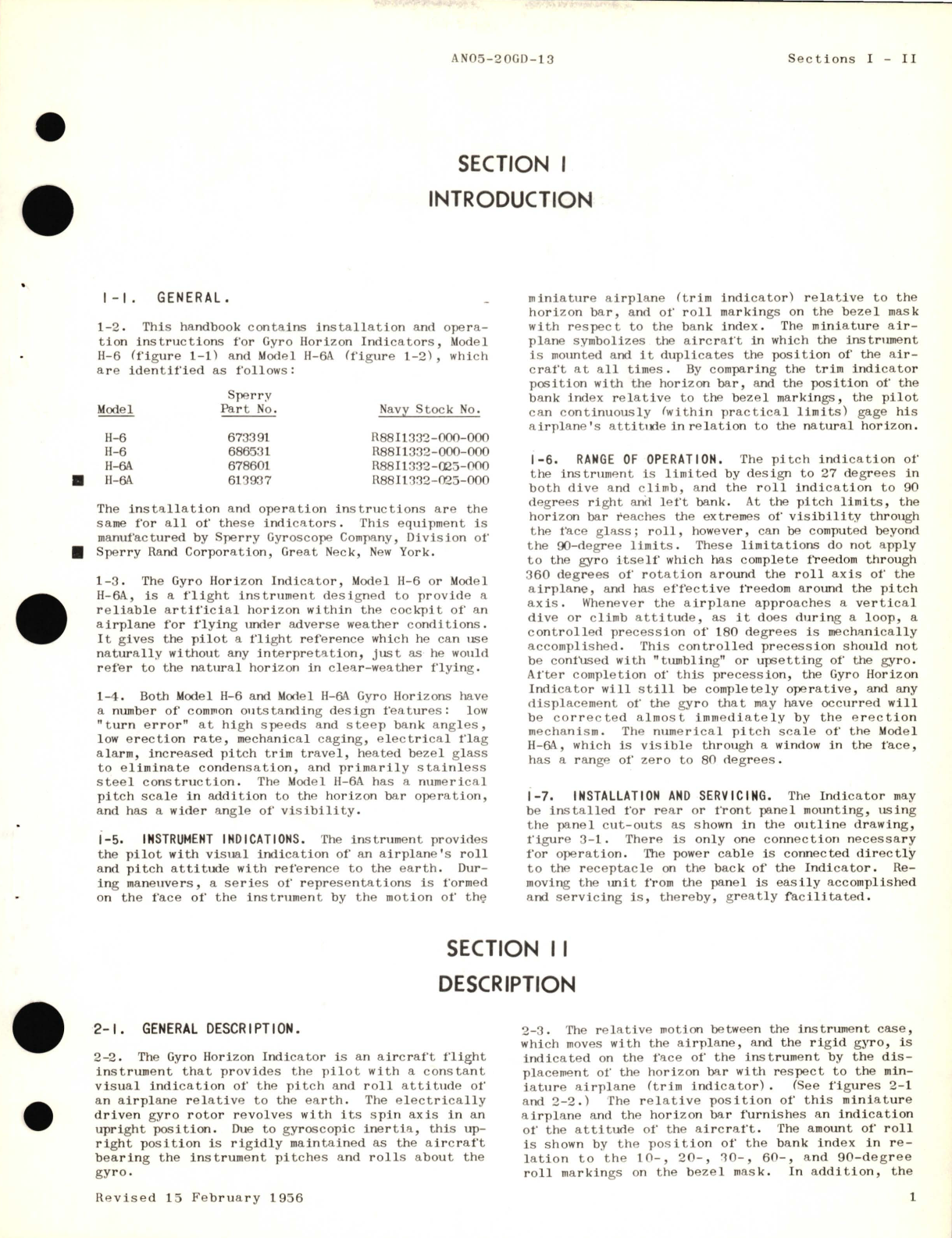 Sample page 5 from AirCorps Library document: Operation and Service Instructions for Models H-6A and H-6A Gyro Horizon Indicators Part No. 673391, 686531, 678601, 613937