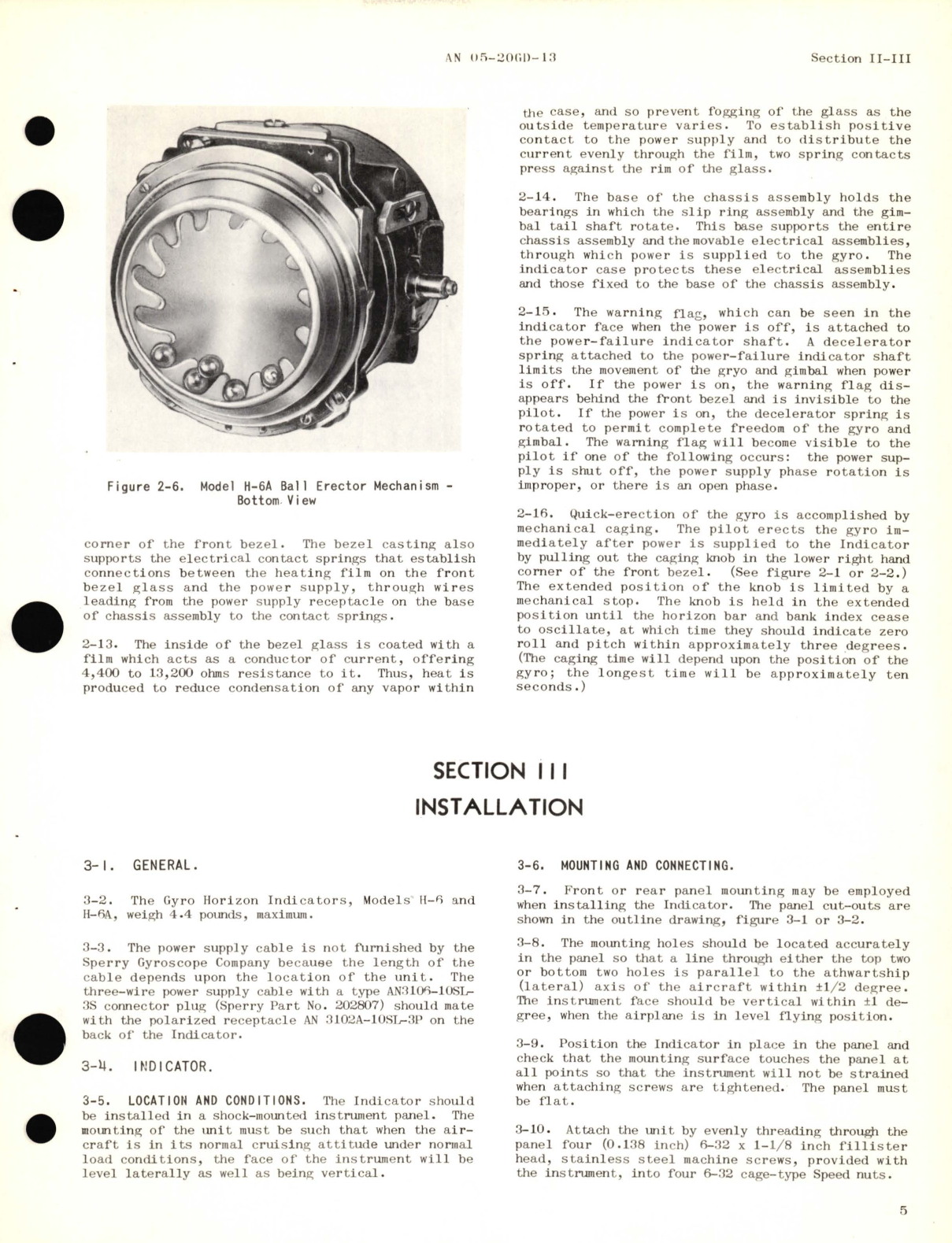 Sample page 9 from AirCorps Library document: Operation and Service Instructions for Models H-6A and H-6A Gyro Horizon Indicators Part No. 673391, 686531, 678601, 613937