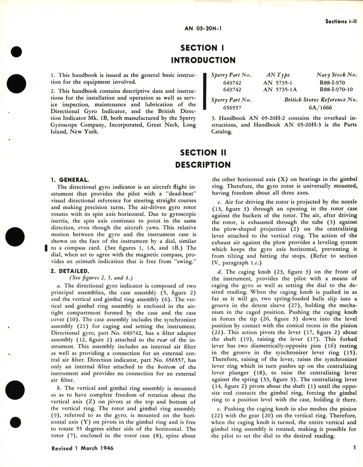 Sample page 5 from AirCorps Library document: Operation and Service Instructions for Directional Gyro Indicators Type AN 5735-1, AN 5735-1A 