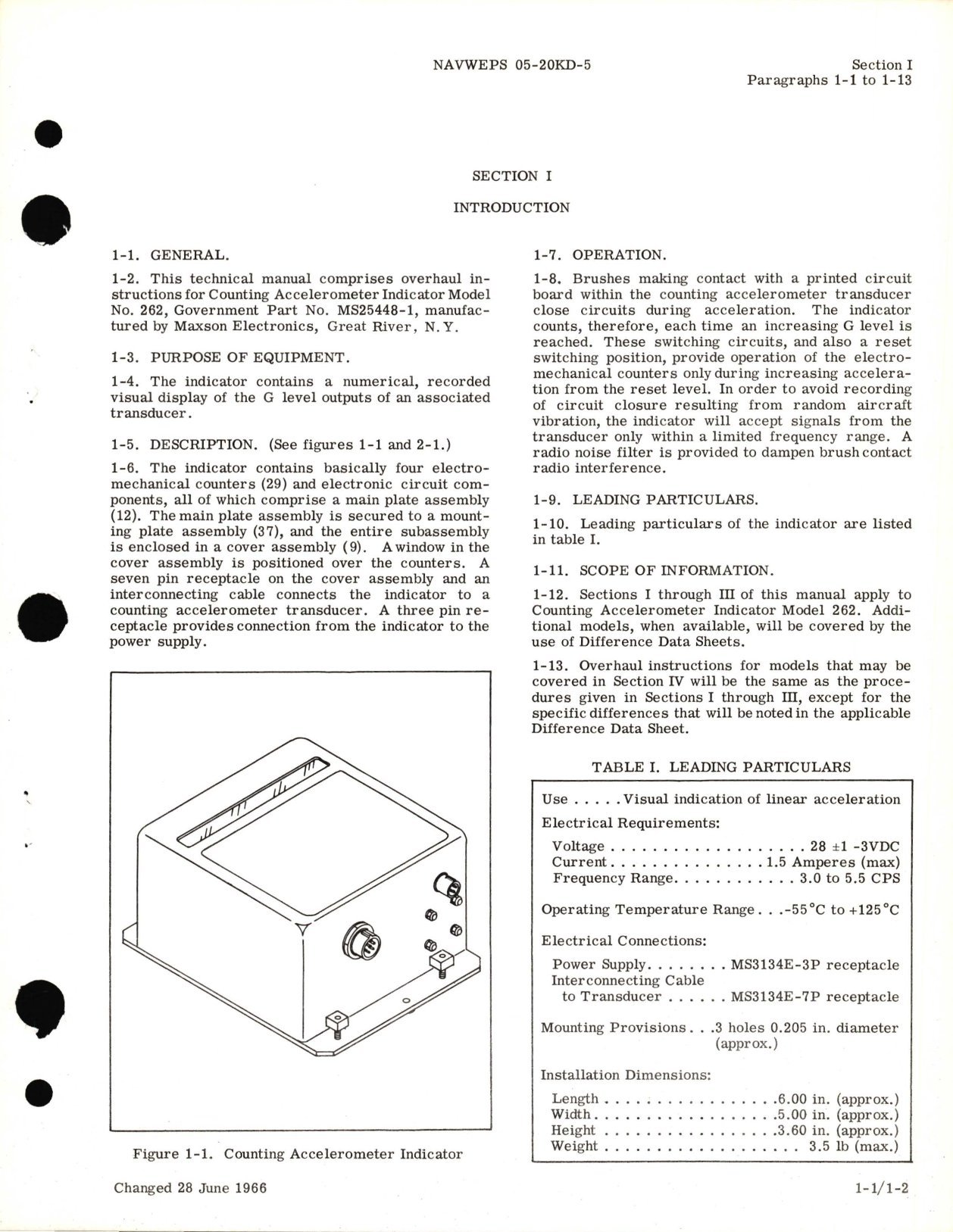 Sample page 5 from AirCorps Library document: Overhaul Instructions for Counting Accelerometer Indicator Model No. 262 Type No. MS25448-1 