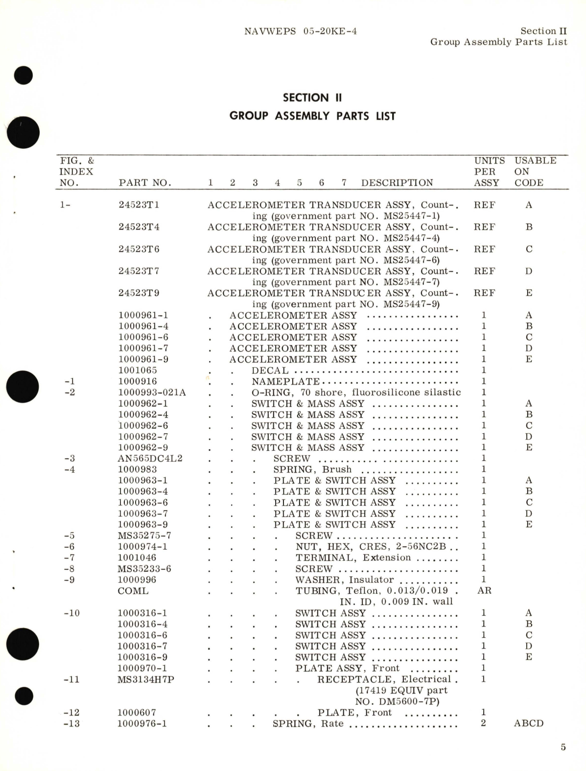 Sample page 7 from AirCorps Library document: Illustrated Parts Breakdown for Counting Accelerometer Transducer Part No. 24523T1, 2452314, 2452316, 2452317, 2452319